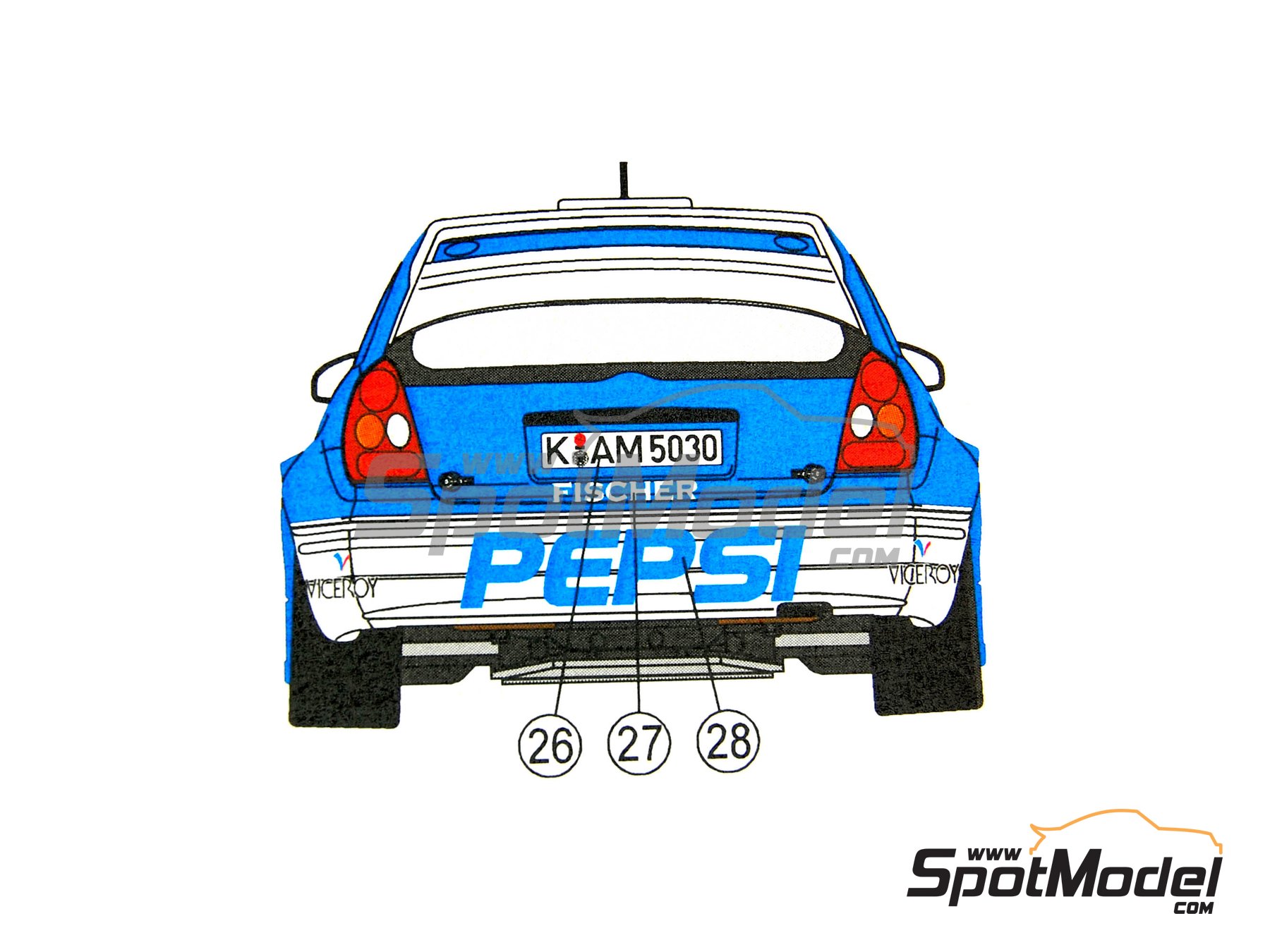 Image 3: Toyota Corolla WRC patrocinado por Pepsi - Rally El Corte Ingles Islas Canarias 2001 | Decoraci&oacute;n en escala&nbsp;1/24 fabricado por Reji Model (ref.&nbsp;REJI-186, tambien 186)