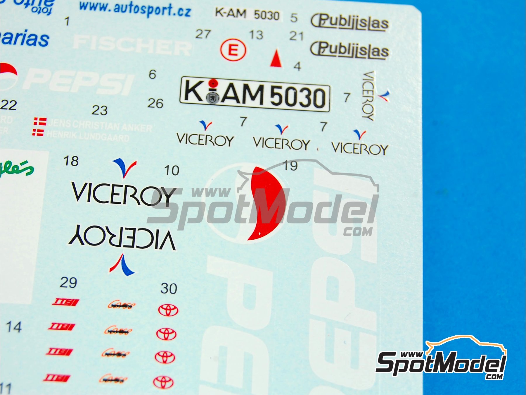 Image 7: Toyota Corolla WRC patrocinado por Pepsi - Rally El Corte Ingles Islas Canarias 2001 | Decoraci&oacute;n en escala&nbsp;1/24 fabricado por Reji Model (ref.&nbsp;REJI-186, tambien 186)