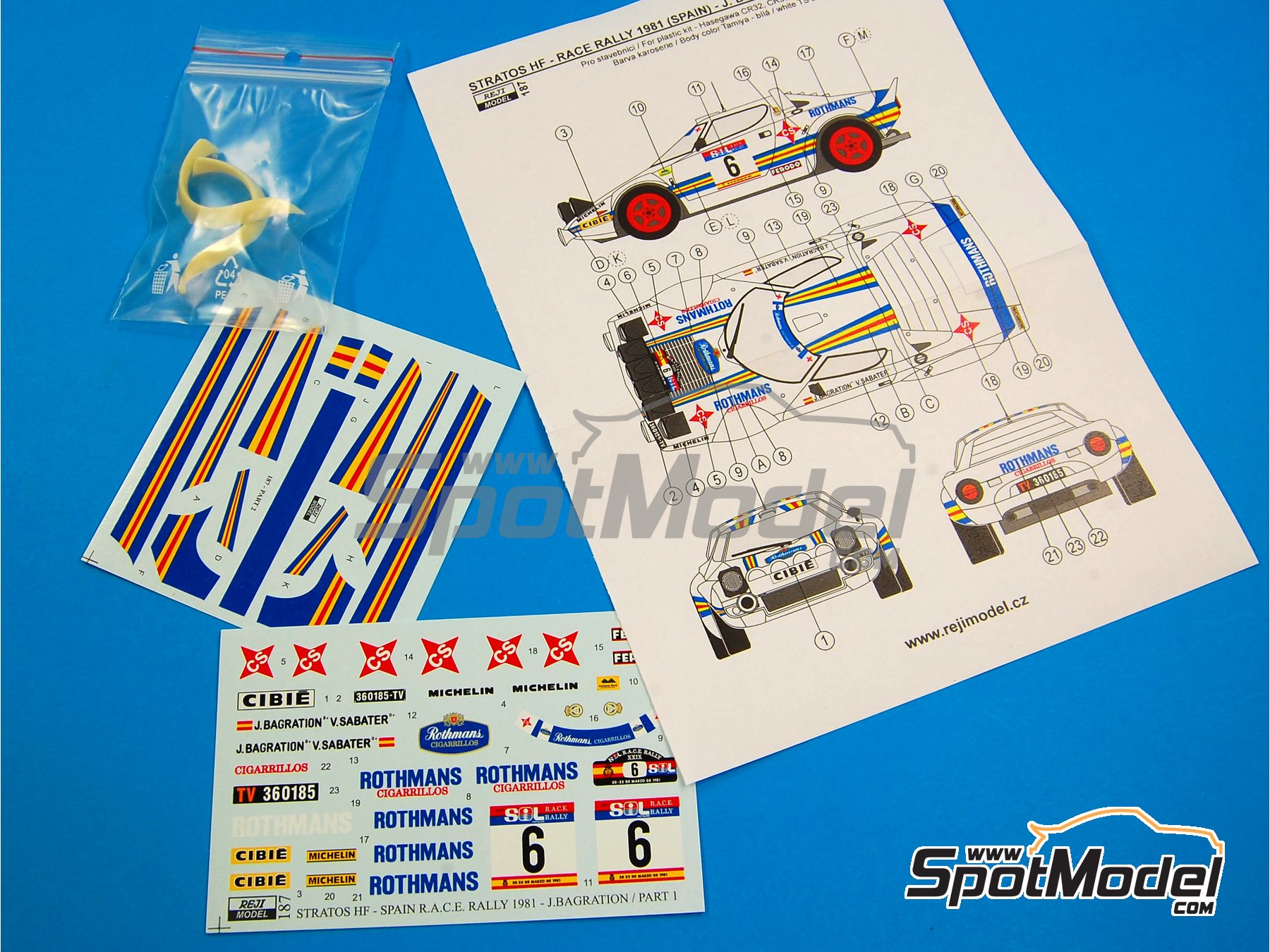 Image 5: Lancia Stratos HF sponsored by Rothmans - Sol-Race Rally 1981 | Marking / livery in 1/24 scale manufactured by Reji Model (ref.&nbsp;REJI-187, also 187)
