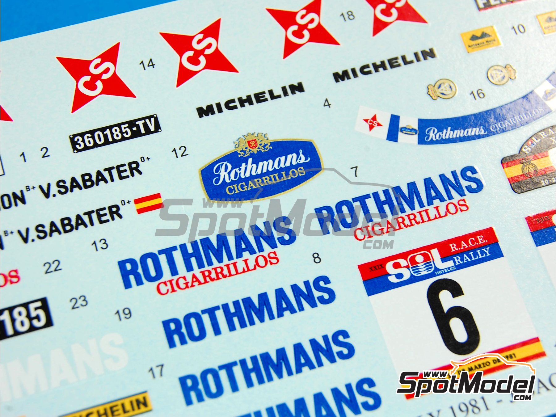 Image 8: Lancia Stratos HF sponsored by Rothmans - Sol-Race Rally 1981 | Marking / livery in 1/24 scale manufactured by Reji Model (ref.&nbsp;REJI-187, also 187)
