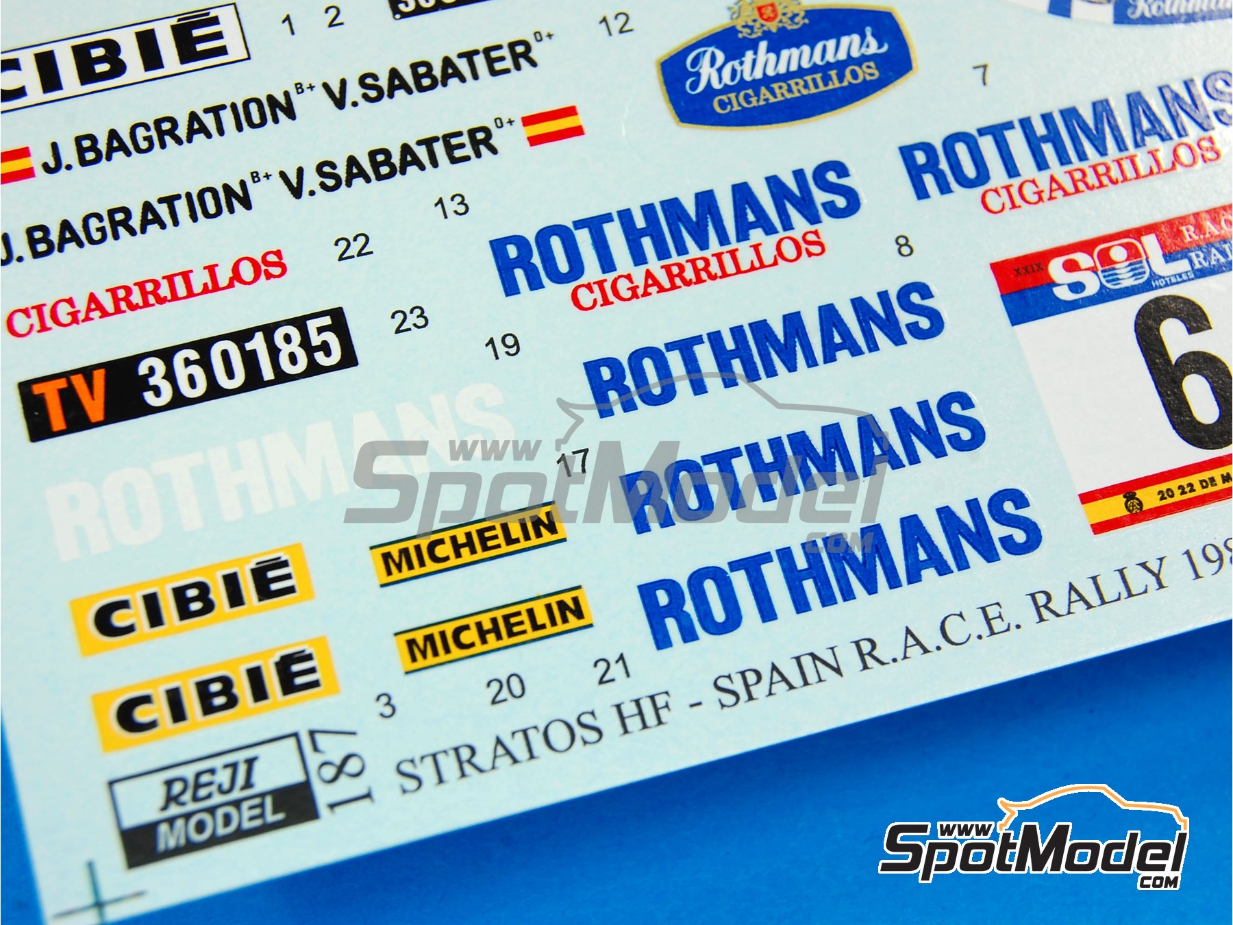 Image 9: Lancia Stratos HF sponsored by Rothmans - Sol-Race Rally 1981 | Marking / livery in 1/24 scale manufactured by Reji Model (ref.&nbsp;REJI-187, also 187)