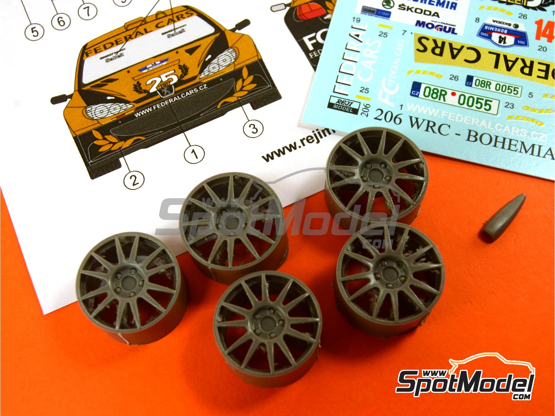 Image 3: Peugeot 206 WRC sponsored by Federal Cars - Bohemia Rally 2015 | Marking / livery in 1/24 scale manufactured by Reji Model (ref.&nbsp;REJI-206, also 206)