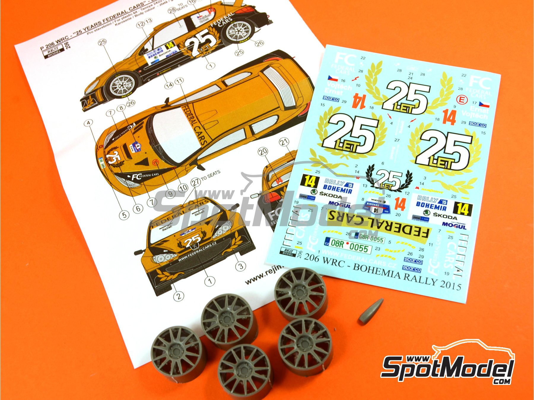 Image 9: Peugeot 206 WRC sponsored by Federal Cars - Bohemia Rally 2015 | Marking / livery in 1/24 scale manufactured by Reji Model (ref.&nbsp;REJI-206, also 206)