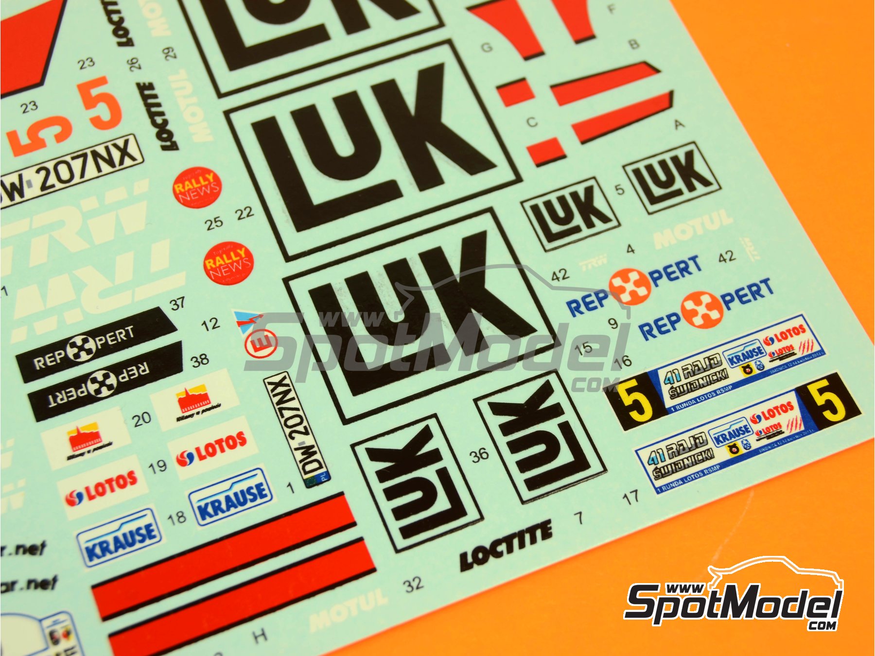 Image 5: Peugeot 207 S2000 Evo sponsored by Luk - Swidnicki Krause Rally 2013 | Marking / livery in 1/24 scale manufactured by Reji Model (ref.&nbsp;REJI-207, also 207)