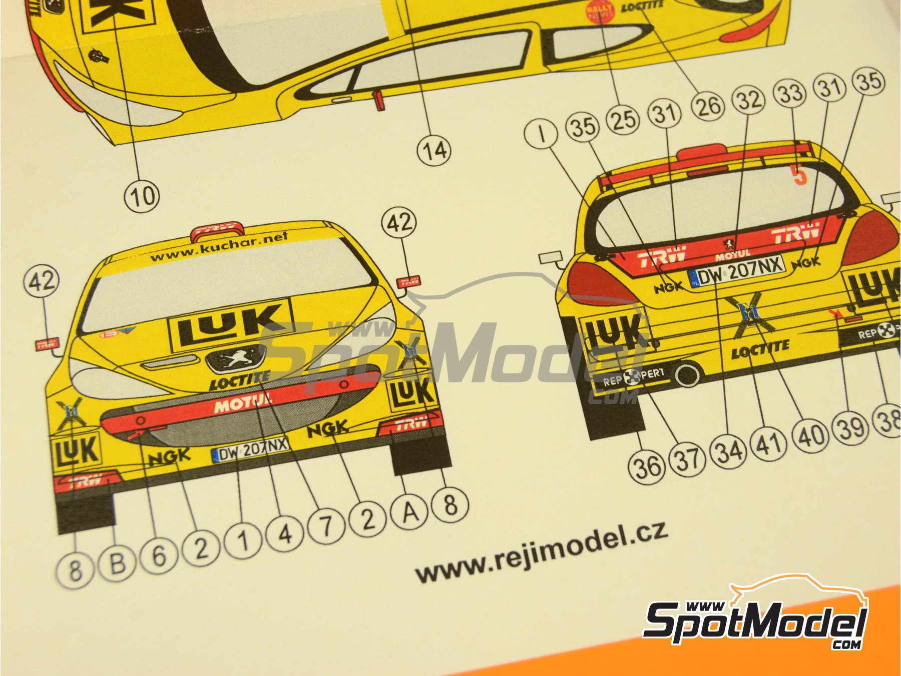Image 10: Peugeot 207 S2000 Evo sponsored by Luk - Swidnicki Krause Rally 2013 | Marking / livery in 1/24 scale manufactured by Reji Model (ref.&nbsp;REJI-207, also 207)