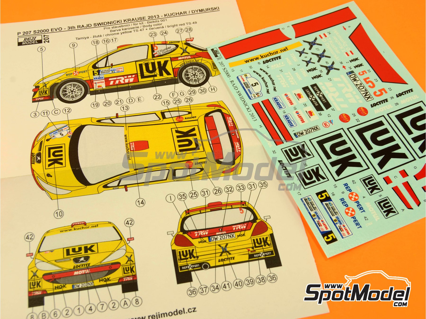 Image 11: Peugeot 207 S2000 Evo sponsored by Luk - Swidnicki Krause Rally 2013 | Marking / livery in 1/24 scale manufactured by Reji Model (ref.&nbsp;REJI-207, also 207)