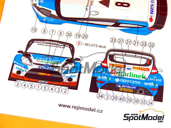 Image 9: Ford Fiesta WRC sponsored by Barlinek - Svezia Sweden Rally 2012 | Decals in 1/24 scale manufactured by Reji Model (ref.&nbsp;REJI-209, also 209)