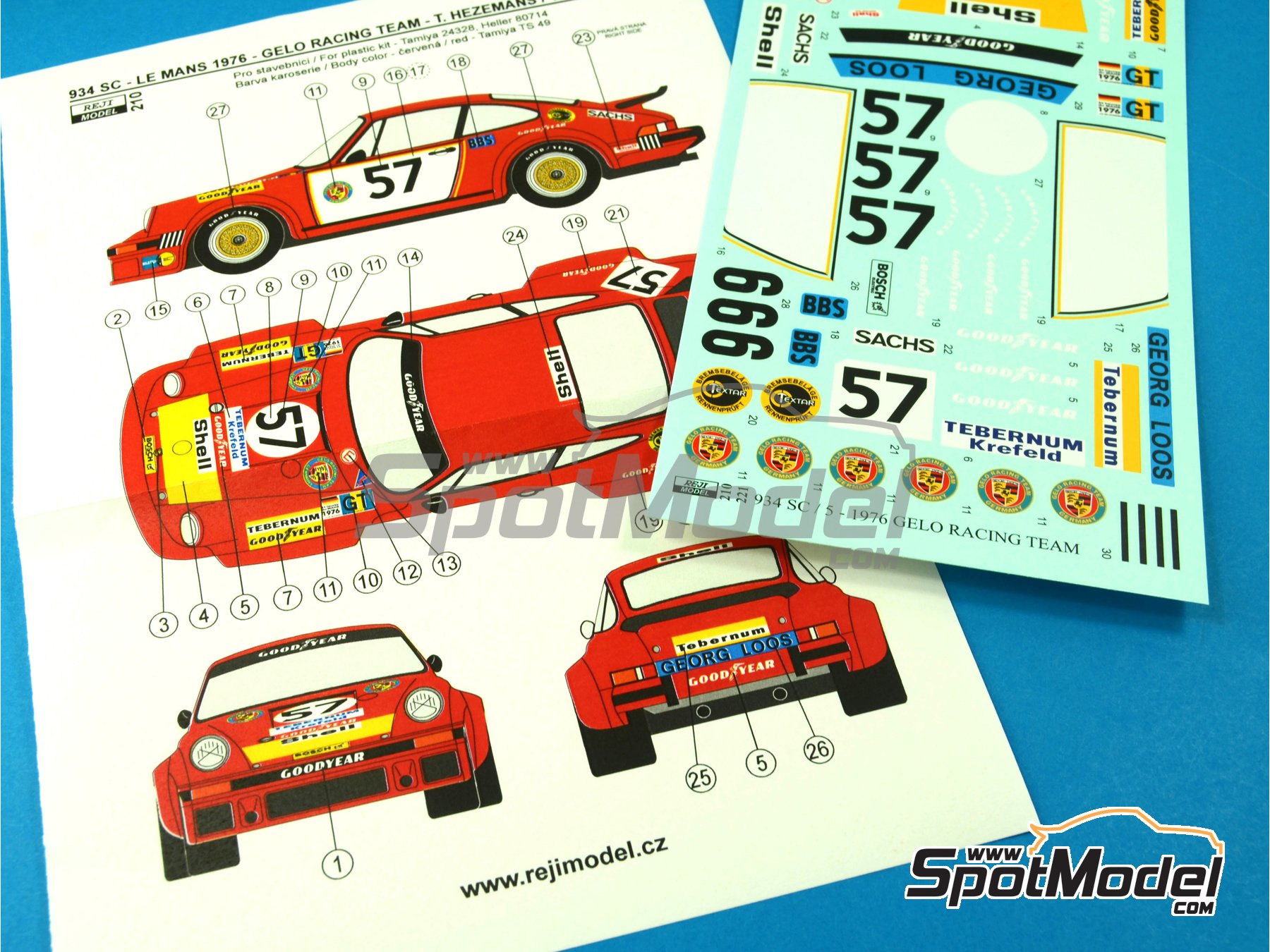 Image 7: Porsche 934 Turbo RSR Grupo 4 Equipo Gelo Racing - 24 Horas de Le Mans 1976 | Decoraci&oacute;n en escala&nbsp;1/24 fabricado por Reji Model (ref.&nbsp;REJI-210, tambien 210)