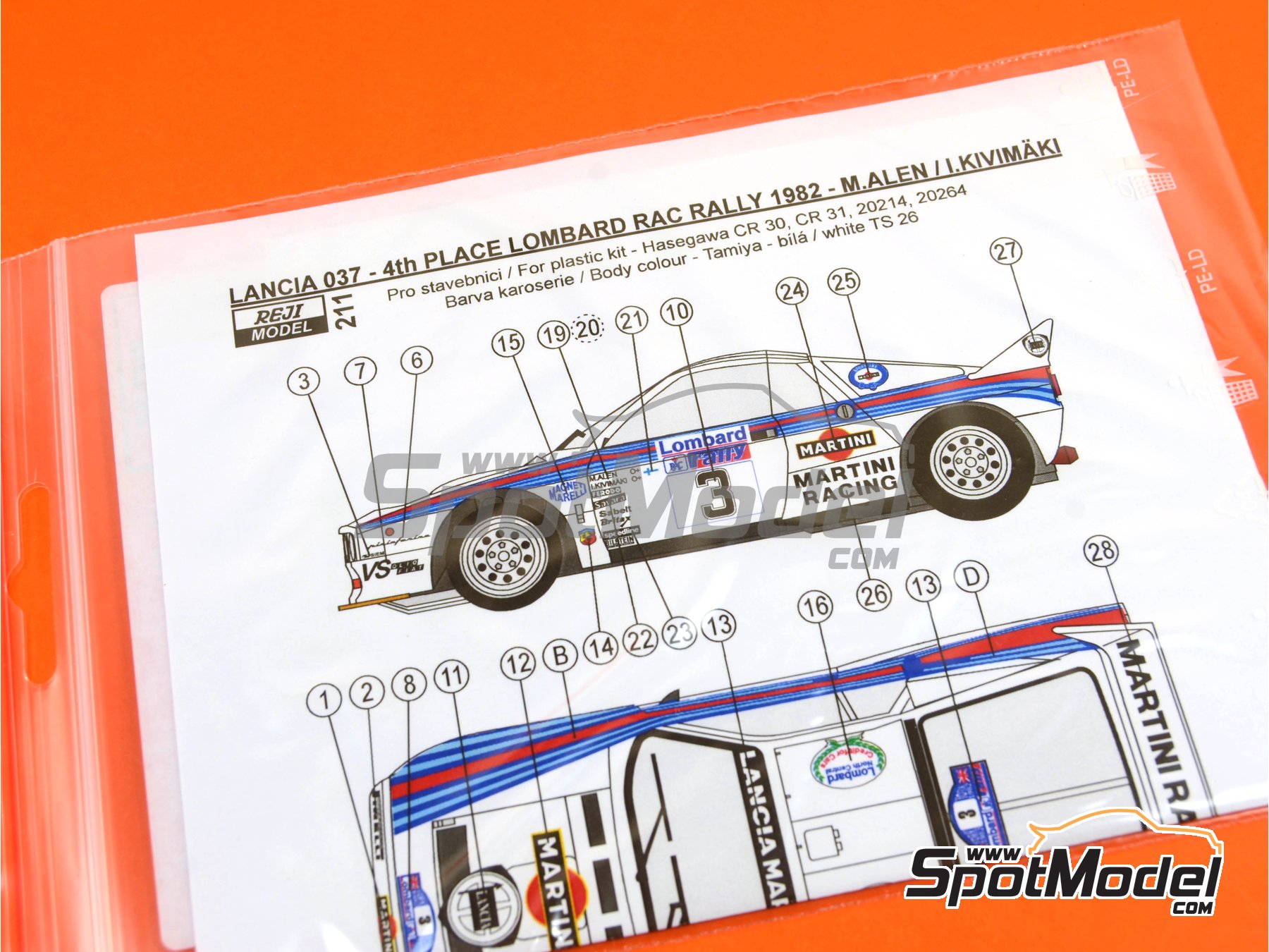 Image 1: Lancia 037 Rally sponsored by Martini - Lombard RAC Rally 1982 | Marking / livery in 1/24 scale manufactured by Reji Model (ref.&nbsp;REJI-211, also 211)
