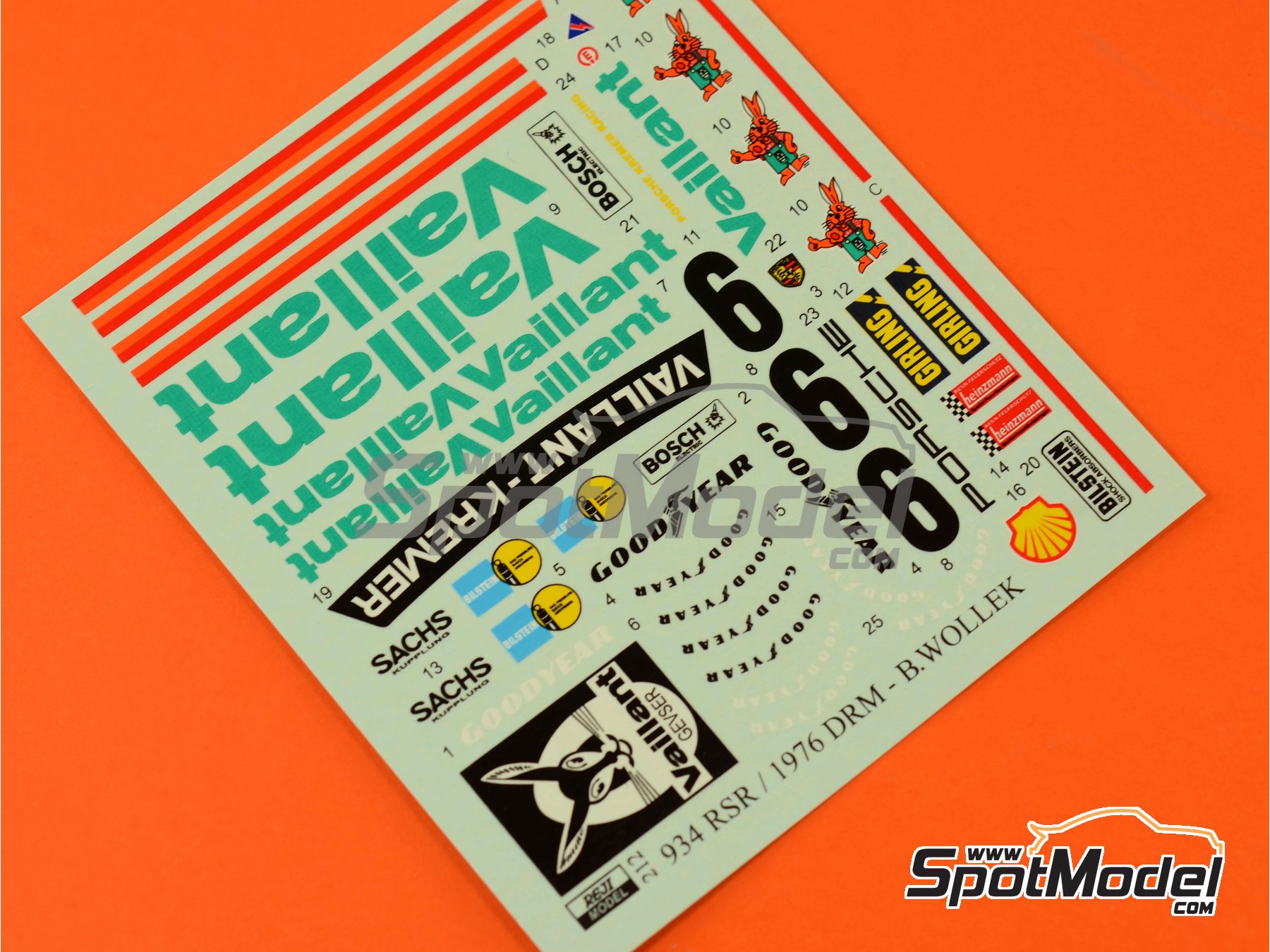 Image 4: Porsche 934 Turbo RSR Group 4 sponsored by Vaillant - ADAC Norisring Trophy 1976 | Marking / livery in 1/24 scale manufactured by Reji Model (ref.&nbsp;REJI-212, also 212)