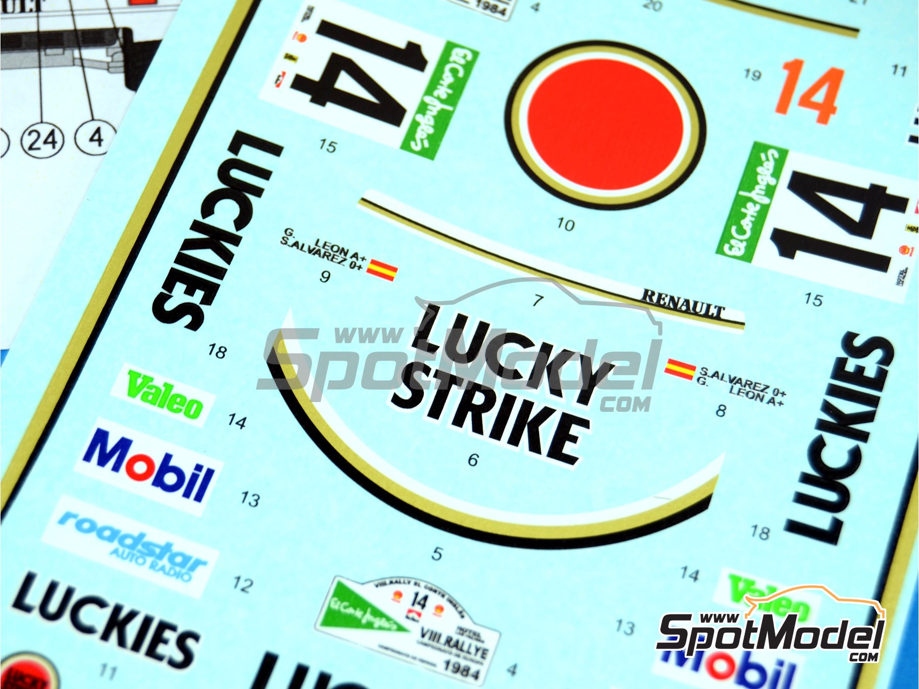 Image 4: Renault 5 Turbo sponsored by Lucky Strike - El Corte Ingles Rally Islas Canarias 1984 | Marking / livery in 1/24 scale manufactured by Reji Model (ref.&nbsp;REJI-214, also 214)