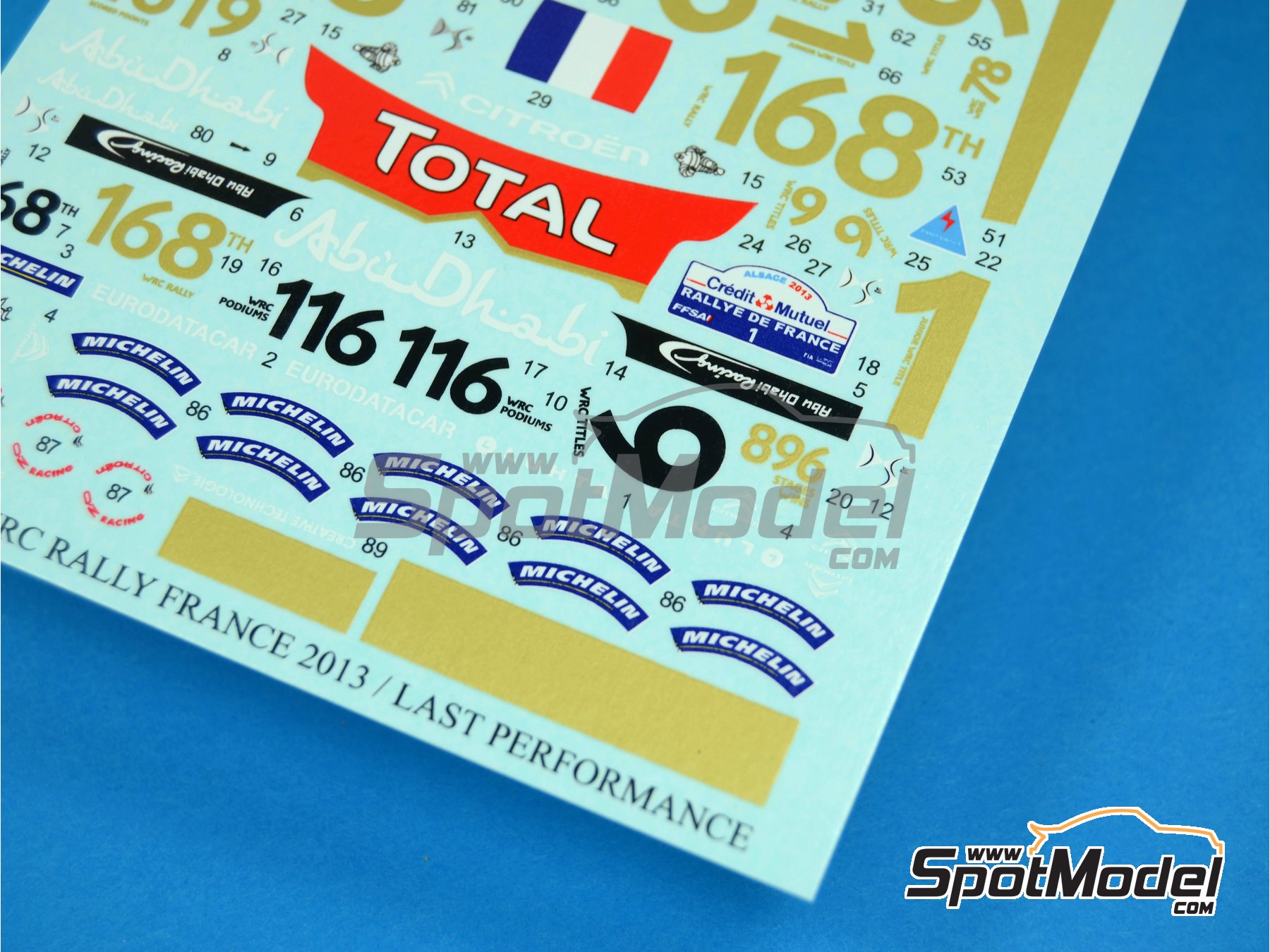 Image 4: Citroen DS3 WRC Citro&euml;n Total Abu Dhabi WRT Team sponsored by Total - Alsace France Rally 2013 | Marking / livery in 1/24 scale manufactured by Reji Model (ref.&nbsp;REJI-215, also 215)