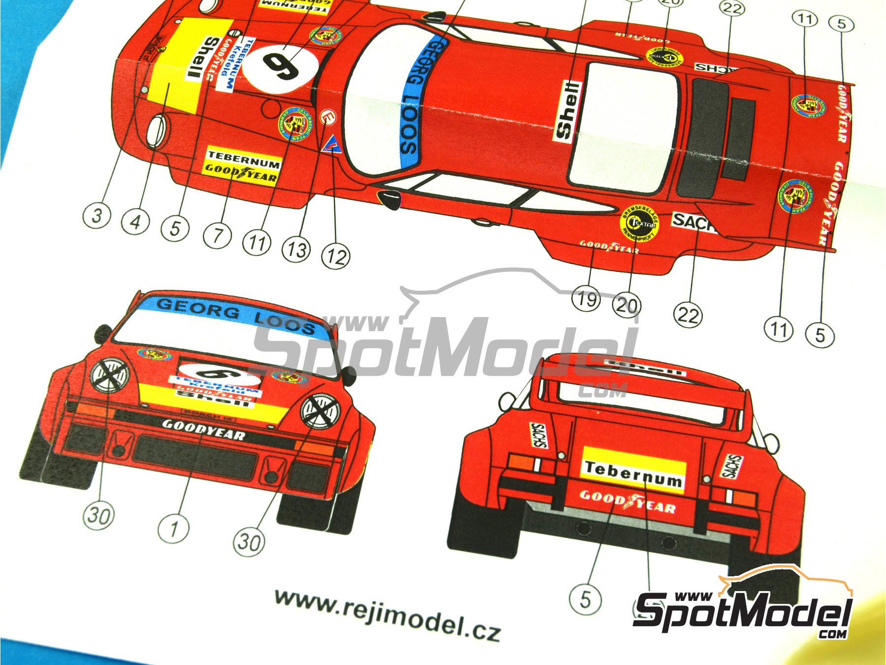 Image 4: Porsche 934/5 Gelo Racing Team - N&uuml;rburgring 1000 Kilometres 1976 | Marking / livery in 1/24 scale manufactured by Reji Model (ref.&nbsp;REJI-221, also 221)