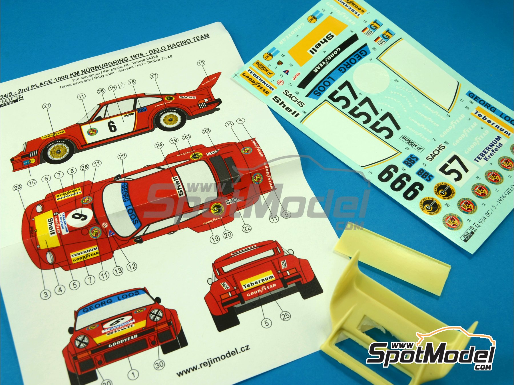 Image 8: Porsche 934/5 Gelo Racing Team - N&uuml;rburgring 1000 Kilometres 1976 | Marking / livery in 1/24 scale manufactured by Reji Model (ref.&nbsp;REJI-221, also 221)