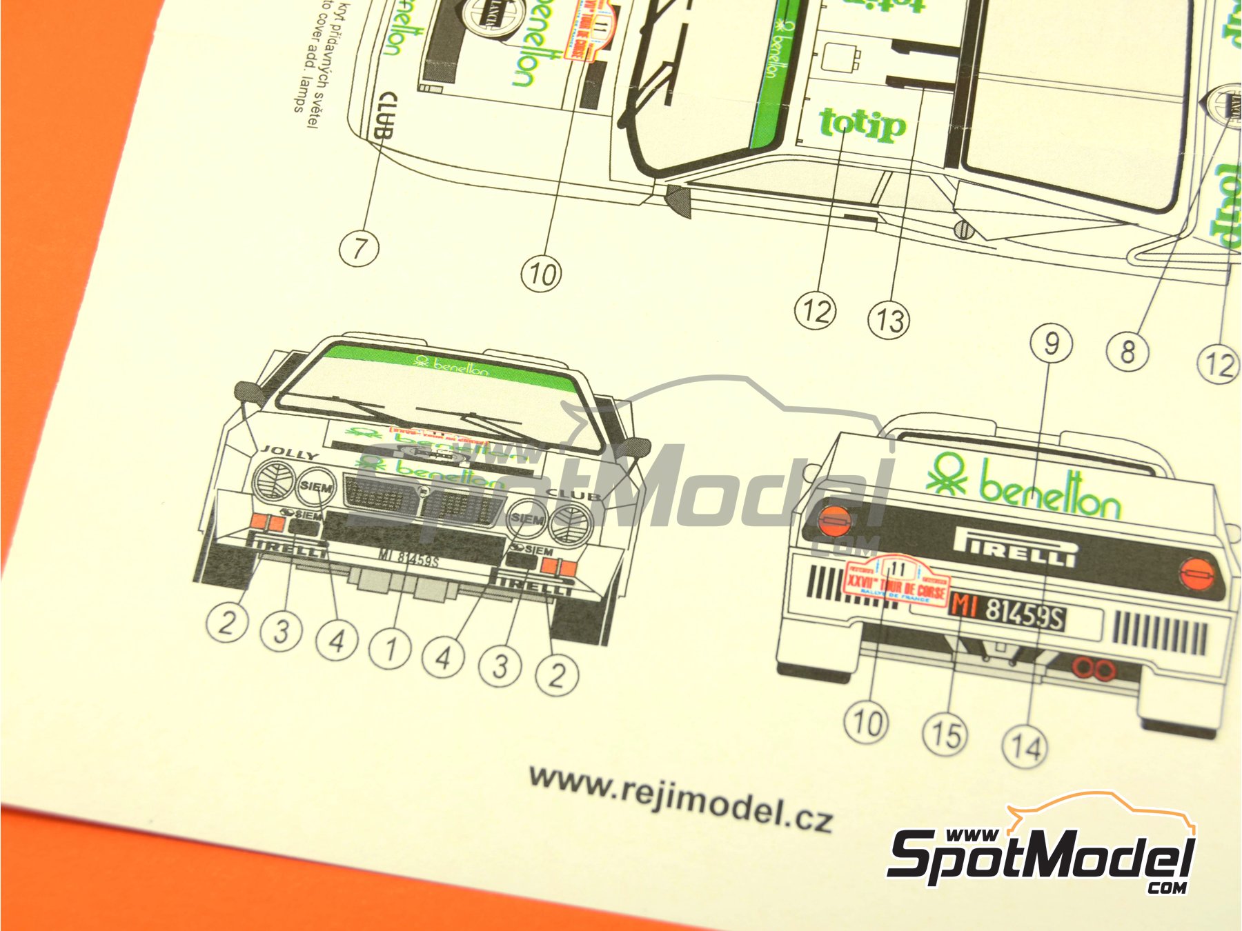 Image 6: Lancia 037 Rally sponsored by Totip Benetton - Tour de Corse 1983 | Marking / livery in 1/24 scale manufactured by Reji Model (ref.&nbsp;REJI-223, also 223)