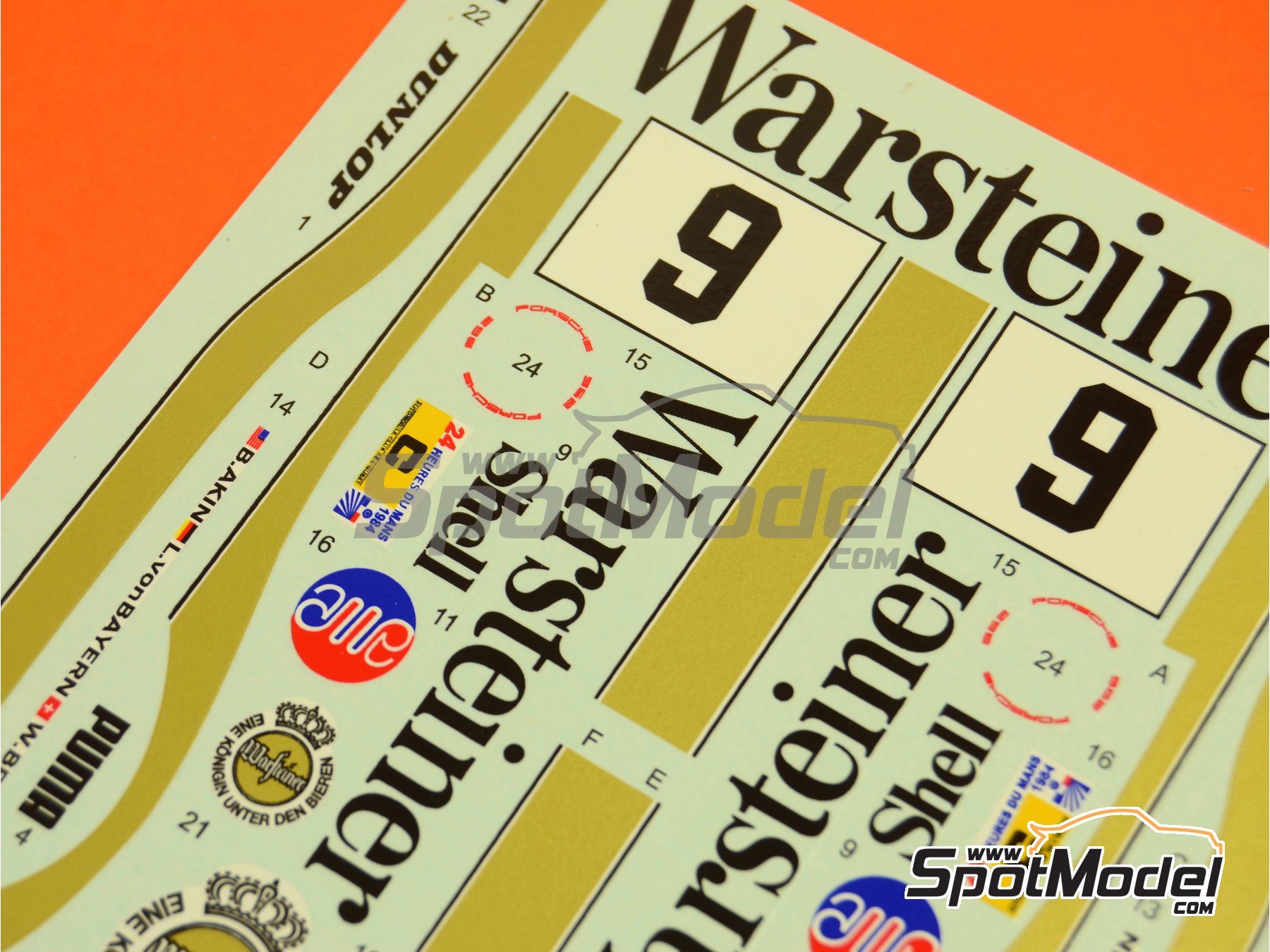 Image 4: Porsche 956 Brun Motorsport Team sponsored by Warsteiner - 24 Hours Le Mans 1984 | Marking / livery in 1/24 scale manufactured by Reji Model (ref.&nbsp;REJI-230, also 230)