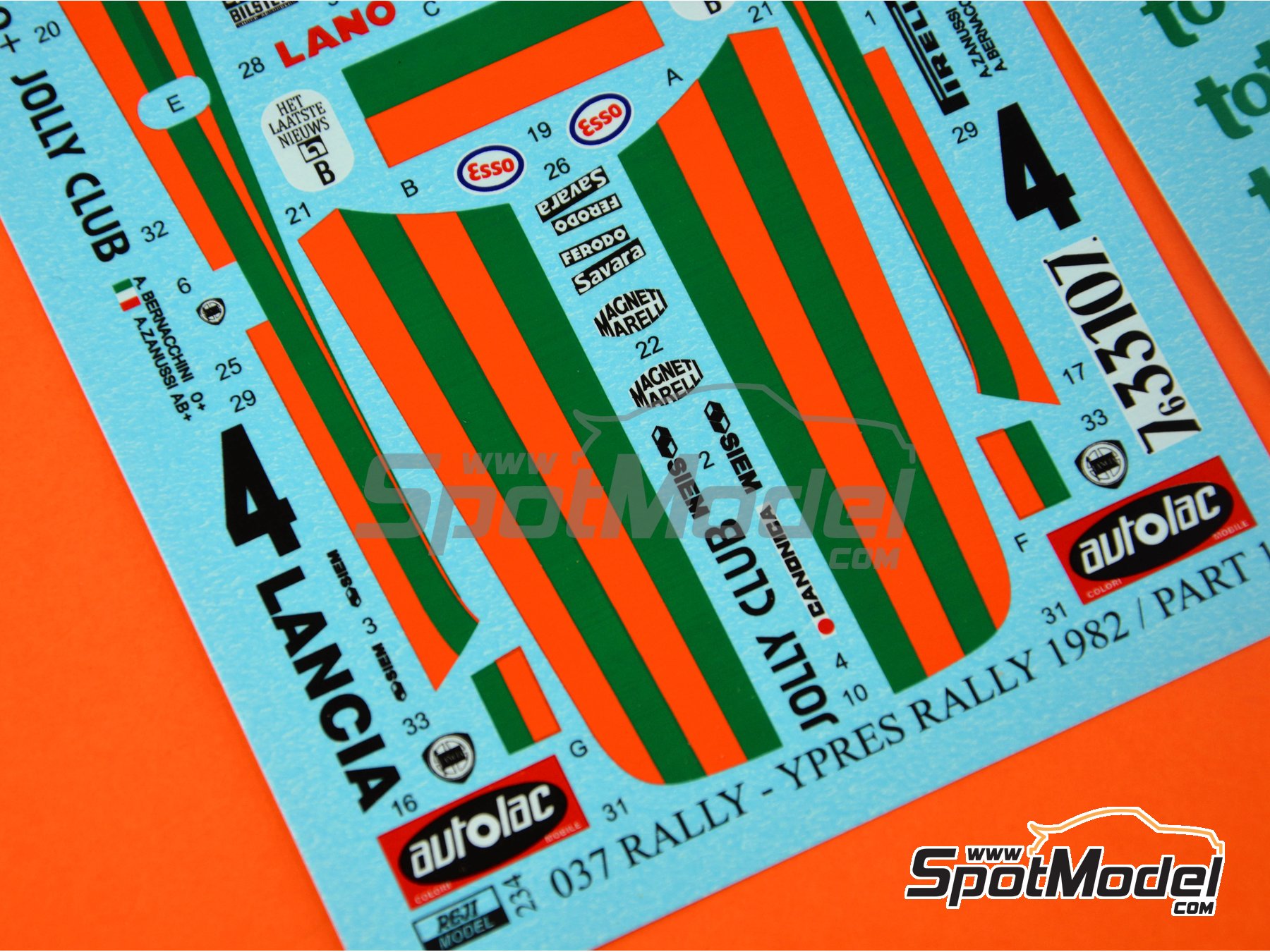 Image 6: Lancia 037 WRC sponsored by Totip - Ypres Rally 1982 | Marking / livery in 1/24 scale manufactured by Reji Model (ref. REJI-234, also 234)