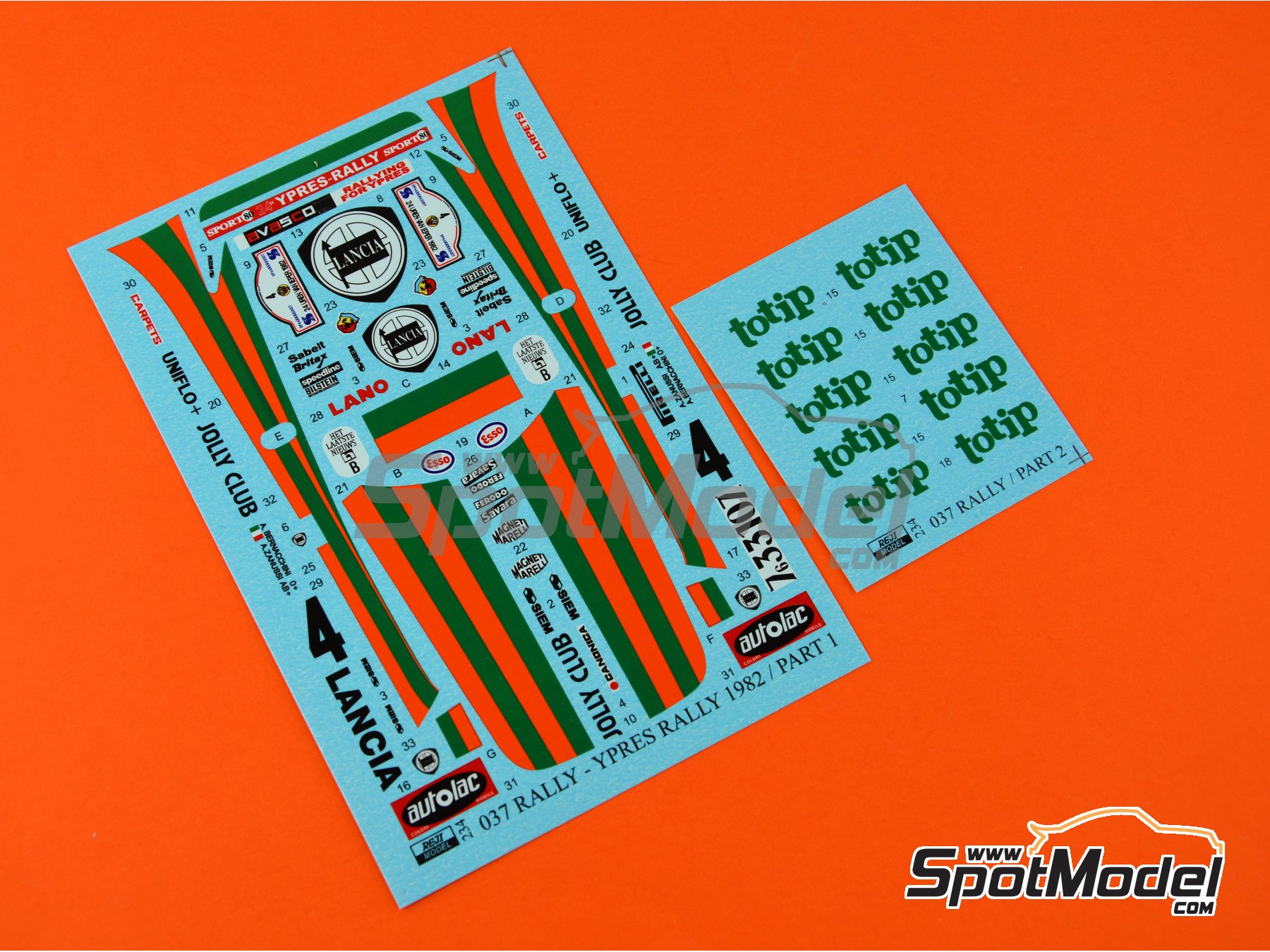 Image 7: Lancia 037 WRC sponsored by Totip - Ypres Rally 1982 | Marking / livery in 1/24 scale manufactured by Reji Model (ref. REJI-234, also 234)