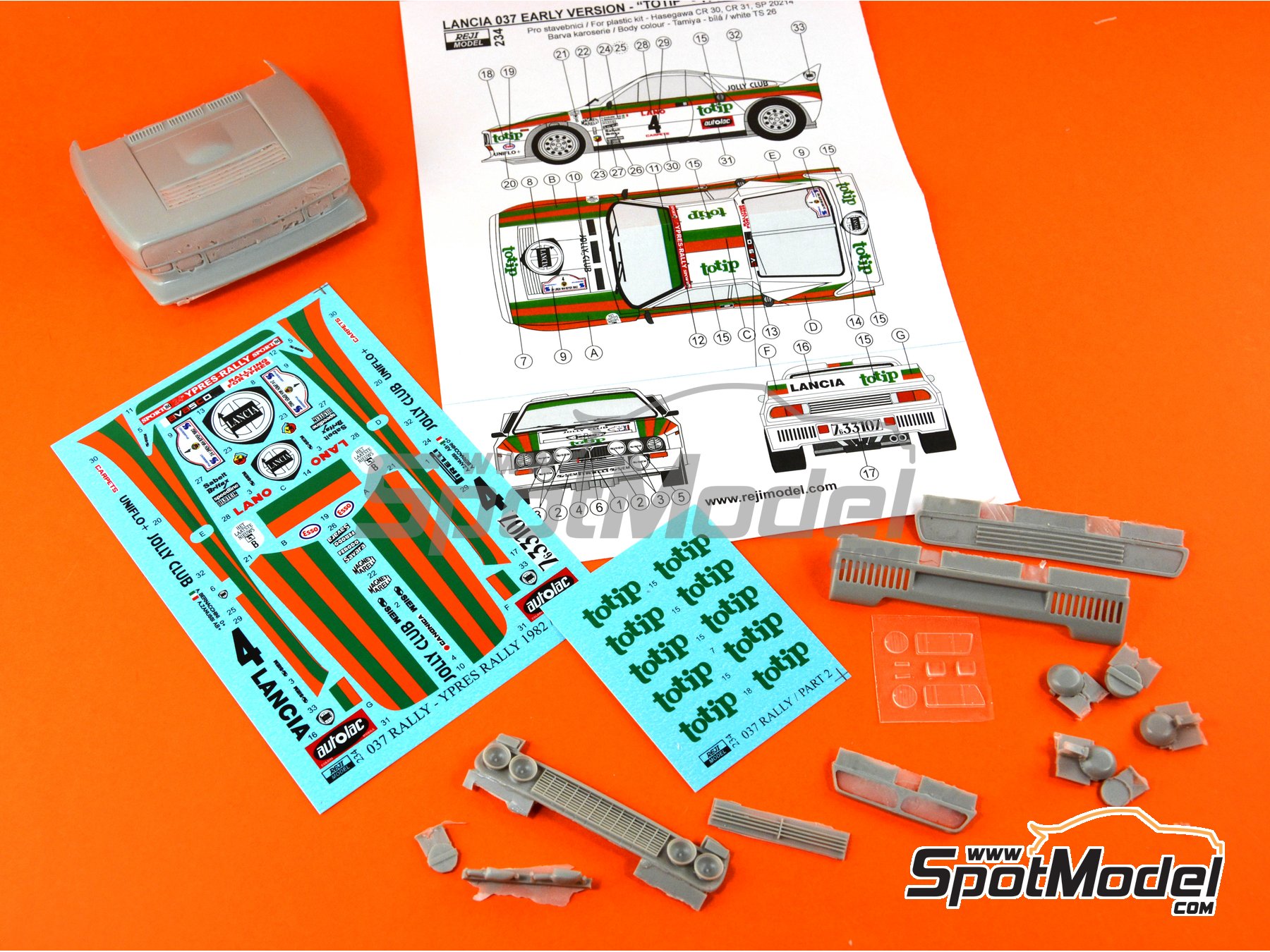 Image 13: Lancia 037 WRC sponsored by Totip - Ypres Rally 1982 | Marking / livery in 1/24 scale manufactured by Reji Model (ref. REJI-234, also 234)