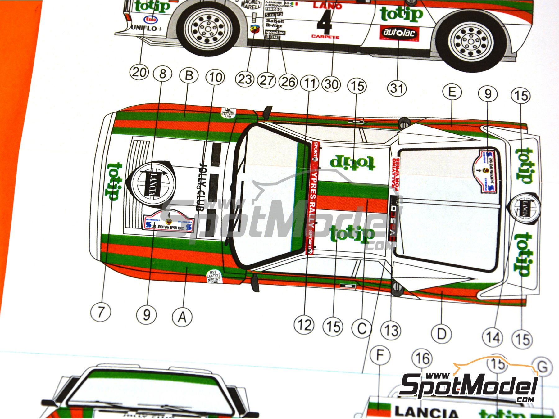 Image 15: Lancia 037 WRC sponsored by Totip - Ypres Rally 1982 | Marking / livery in 1/24 scale manufactured by Reji Model (ref. REJI-234, also 234)