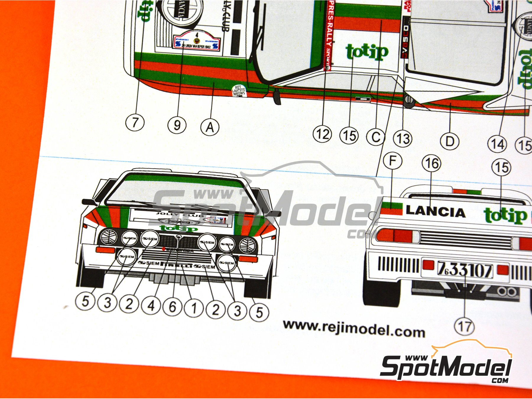 Image 16: Lancia 037 WRC sponsored by Totip - Ypres Rally 1982 | Marking / livery in 1/24 scale manufactured by Reji Model (ref. REJI-234, also 234)