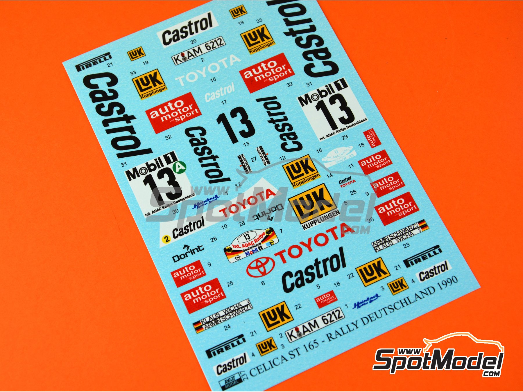 Image 1: Toyota Celica GT-Four ST165 sponsored by Castrol - ADAC Deutschland Rally 1990 | Marking / livery in 1/24 scale manufactured by Reji Model (ref.&nbsp;REJI-237, also 237)