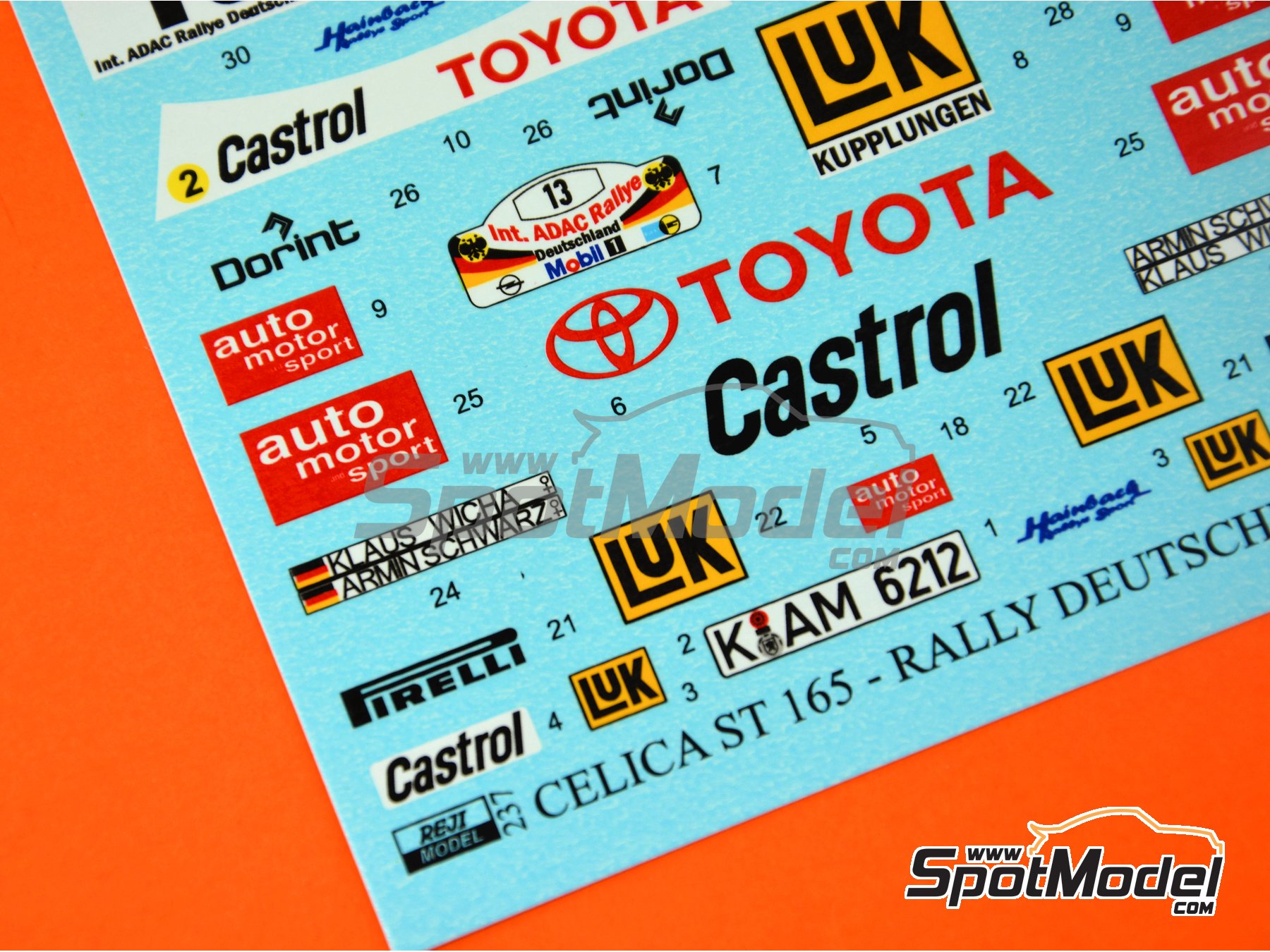 Image 4: Toyota Celica GT-Four ST165 sponsored by Castrol - ADAC Deutschland Rally 1990 | Marking / livery in 1/24 scale manufactured by Reji Model (ref.&nbsp;REJI-237, also 237)