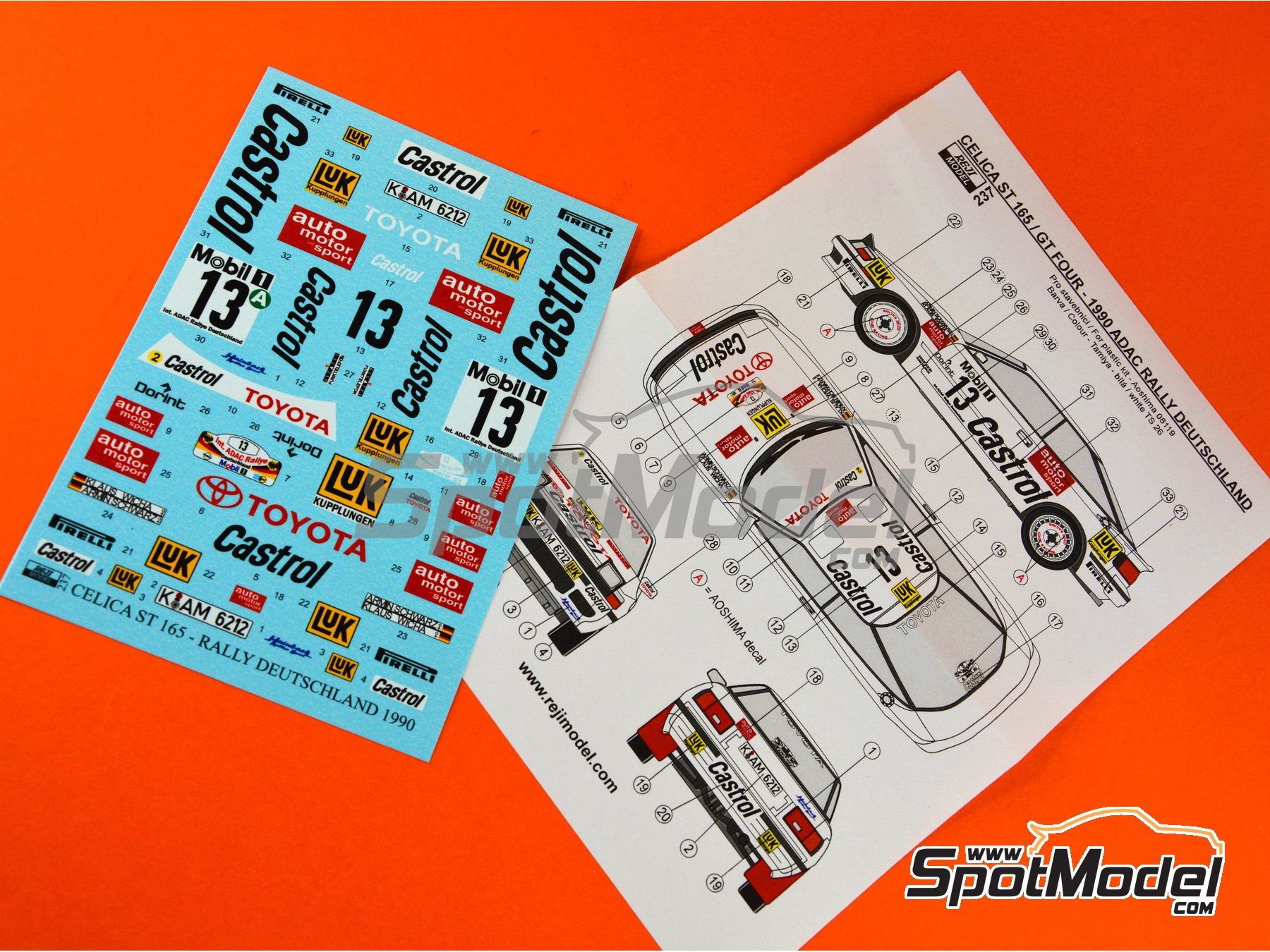 Image 5: Toyota Celica GT-Four ST165 sponsored by Castrol - ADAC Deutschland Rally 1990 | Marking / livery in 1/24 scale manufactured by Reji Model (ref.&nbsp;REJI-237, also 237)