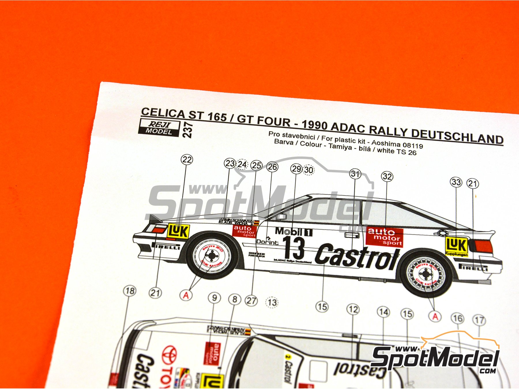 Image 6: Toyota Celica GT-Four ST165 sponsored by Castrol - ADAC Deutschland Rally 1990 | Marking / livery in 1/24 scale manufactured by Reji Model (ref.&nbsp;REJI-237, also 237)
