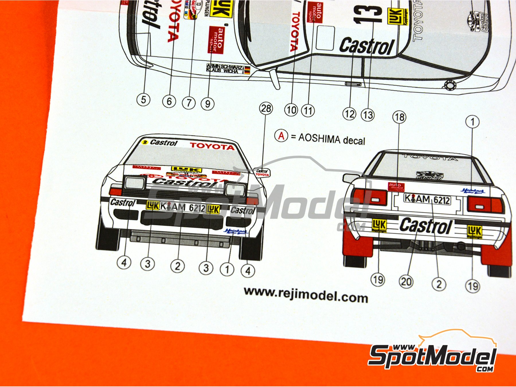 Image 8: Toyota Celica GT-Four ST165 sponsored by Castrol - ADAC Deutschland Rally 1990 | Marking / livery in 1/24 scale manufactured by Reji Model (ref.&nbsp;REJI-237, also 237)