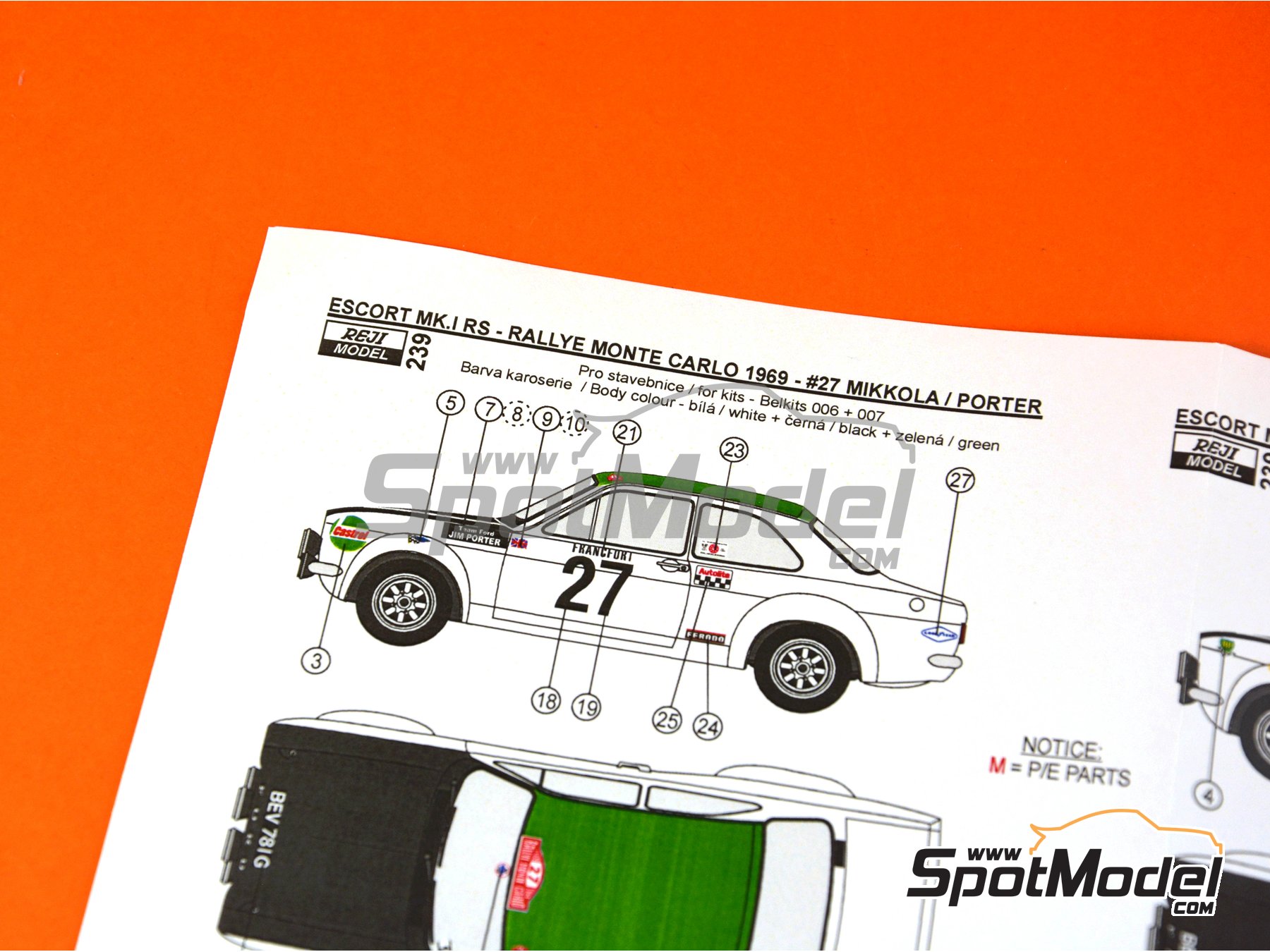 Image 5: Ford Escort RS1600 Mk I - Monte Carlo Rally - Rallye Automobile de Monte-Carlo 1969 | Marking / livery in 1/24 scale manufactured by Reji Model (ref.&nbsp;REJI-239, also 239)