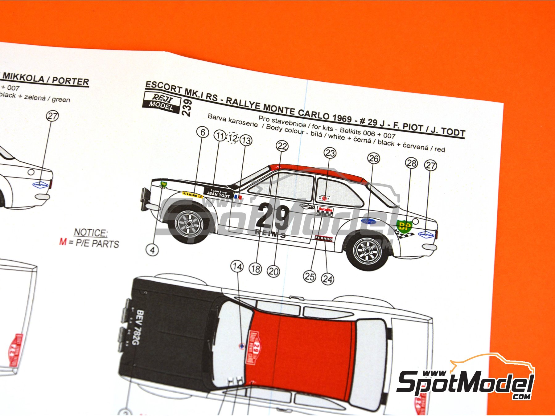 Image 7: Ford Escort RS1600 Mk I - Monte Carlo Rally - Rallye Automobile de Monte-Carlo 1969 | Marking / livery in 1/24 scale manufactured by Reji Model (ref.&nbsp;REJI-239, also 239)