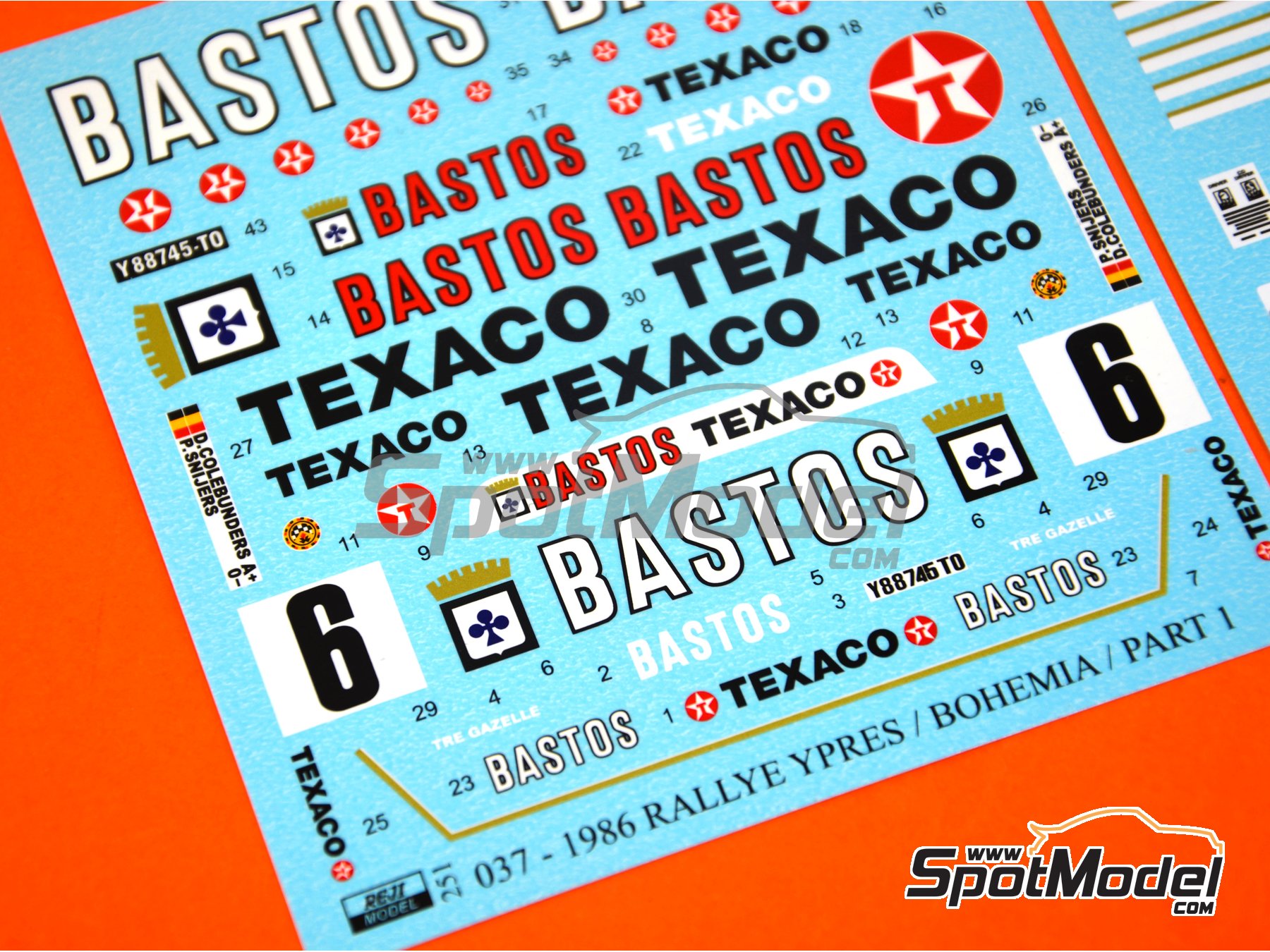 Image 2: Lancia 037 Rally sponsored by Bastos - Bohemia Rally, Ypres Rally 1986 | Marking / livery in 1/24 scale manufactured by Reji Model (ref. REJI-251, also 251)