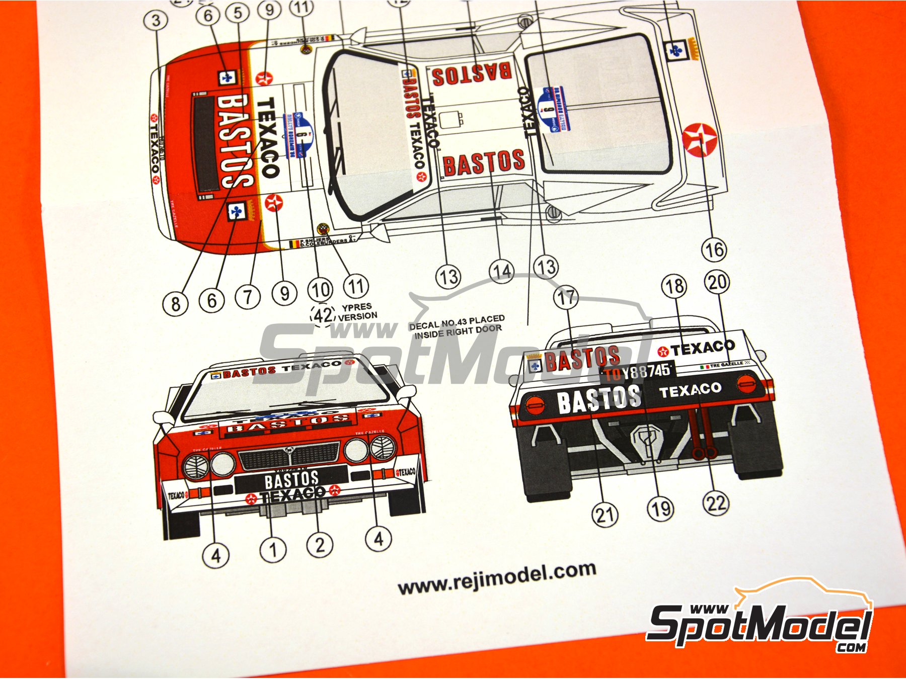 Image 5: Lancia 037 Rally sponsored by Bastos - Bohemia Rally, Ypres Rally 1986 | Marking / livery in 1/24 scale manufactured by Reji Model (ref. REJI-251, also 251)