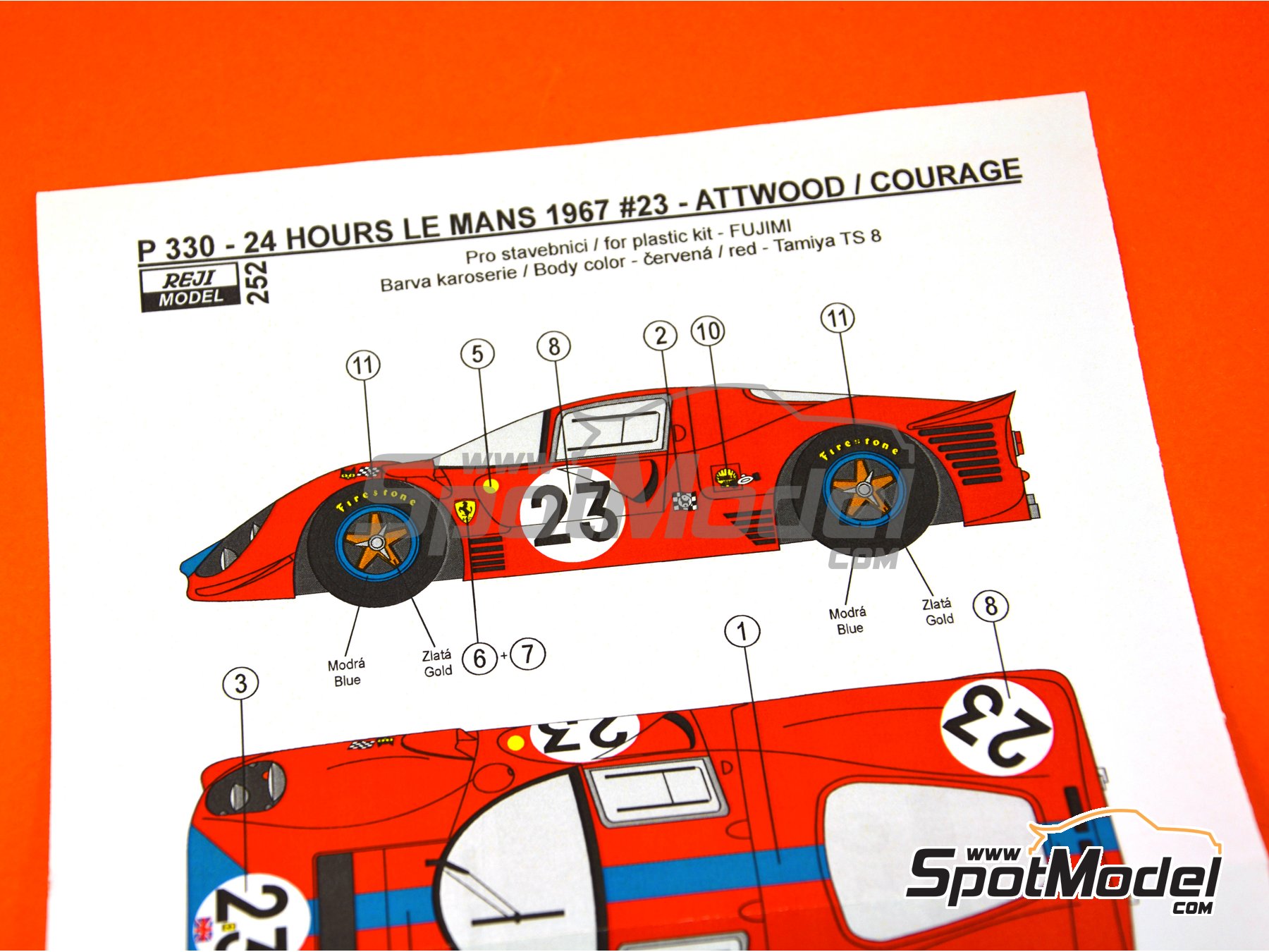 Image 2: Ferrari 330 P4 Maranello Concessionaires Team - 24 Hours Le Mans 1967 | Marking / livery in 1/24 scale manufactured by Reji Model (ref.&nbsp;REJI-252, also 252)