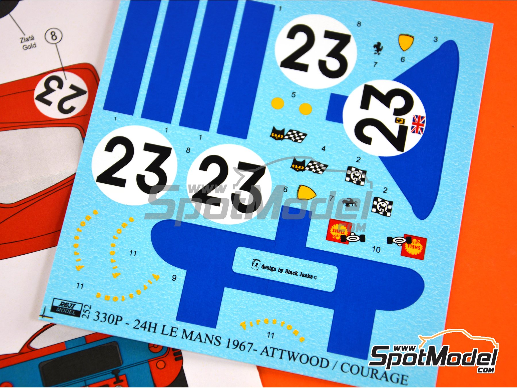 Image 4: Ferrari 330 P4 Maranello Concessionaires Team - 24 Hours Le Mans 1967 | Marking / livery in 1/24 scale manufactured by Reji Model (ref.&nbsp;REJI-252, also 252)