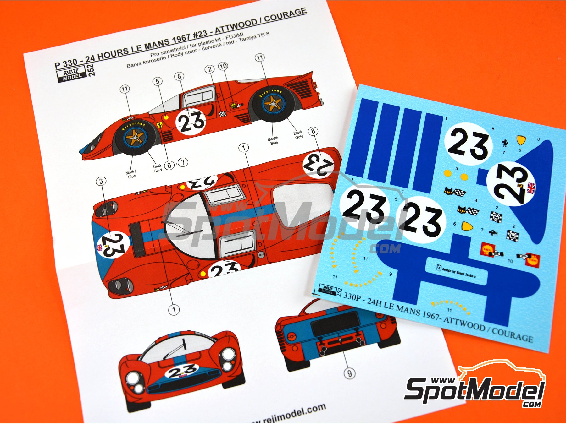 Image 5: Ferrari 330 P4 Maranello Concessionaires Team - 24 Hours Le Mans 1967 | Marking / livery in 1/24 scale manufactured by Reji Model (ref.&nbsp;REJI-252, also 252)