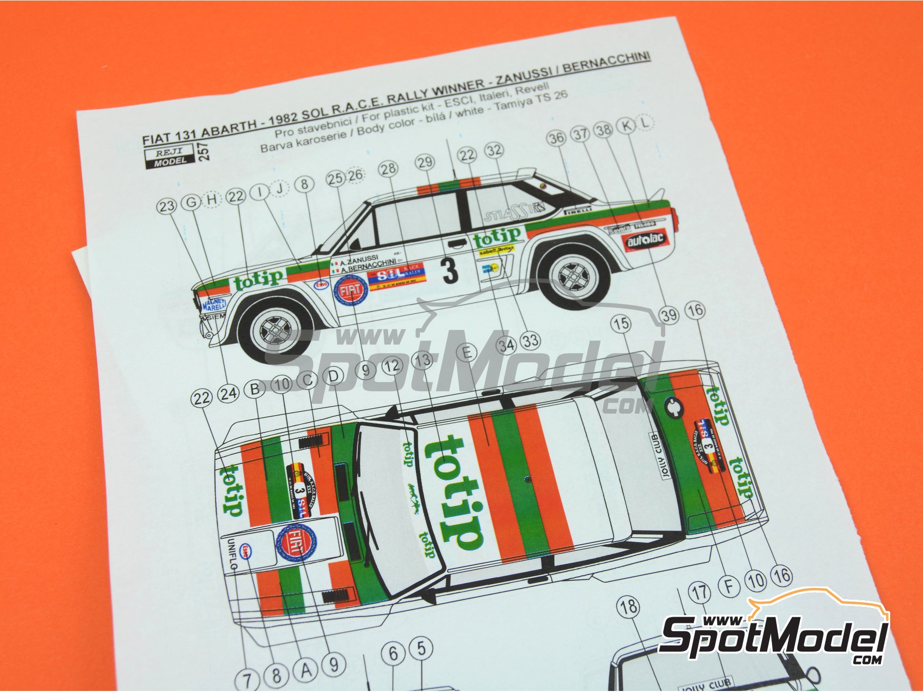 Reji Model 257: Marking / livery 1/24 scale - Fiat 131 Abarth sponsored ...