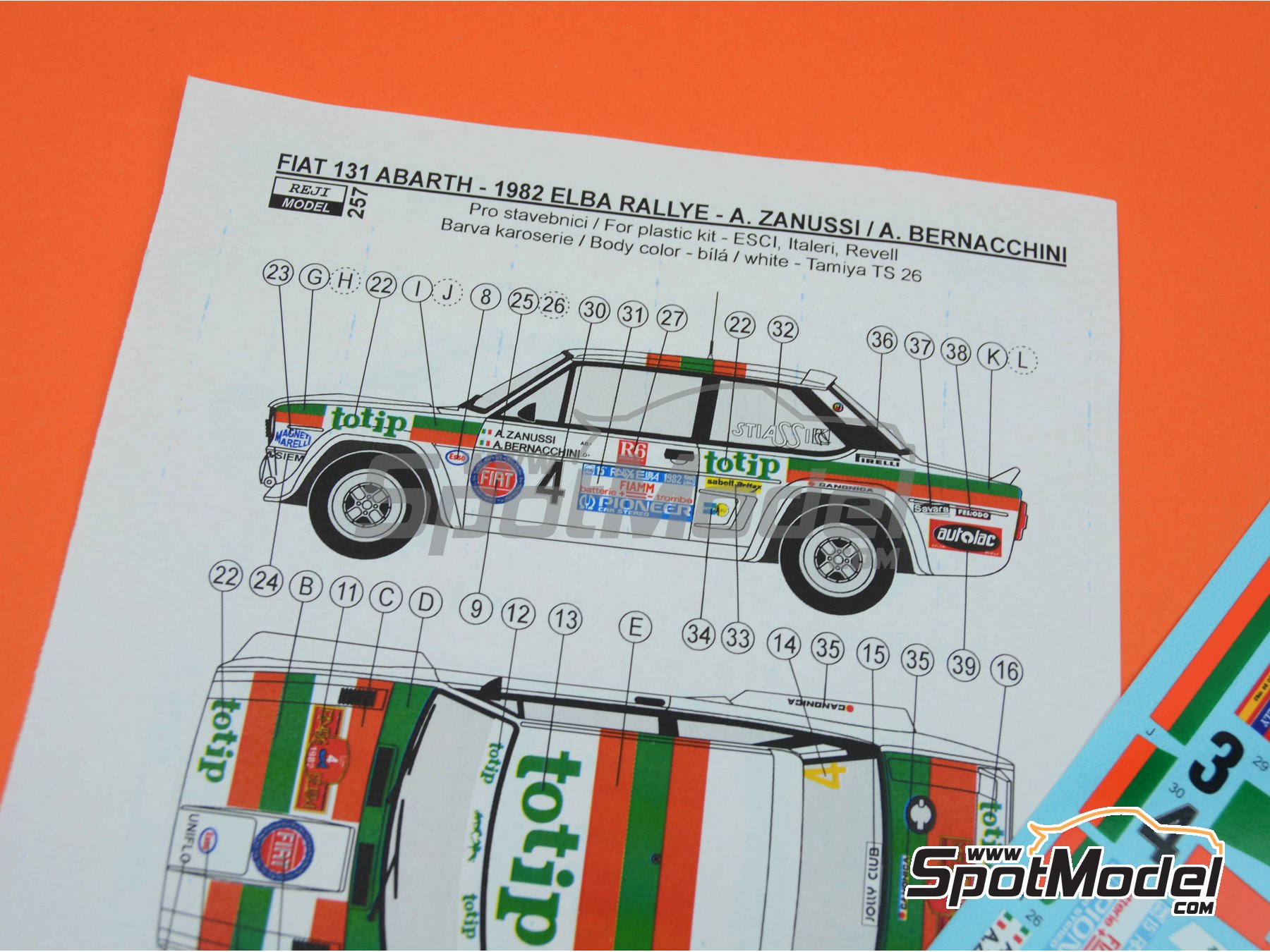 Reji Model 257: Marking   Livery 1 24 Scale - Fiat 131 Abarth Sponsored 