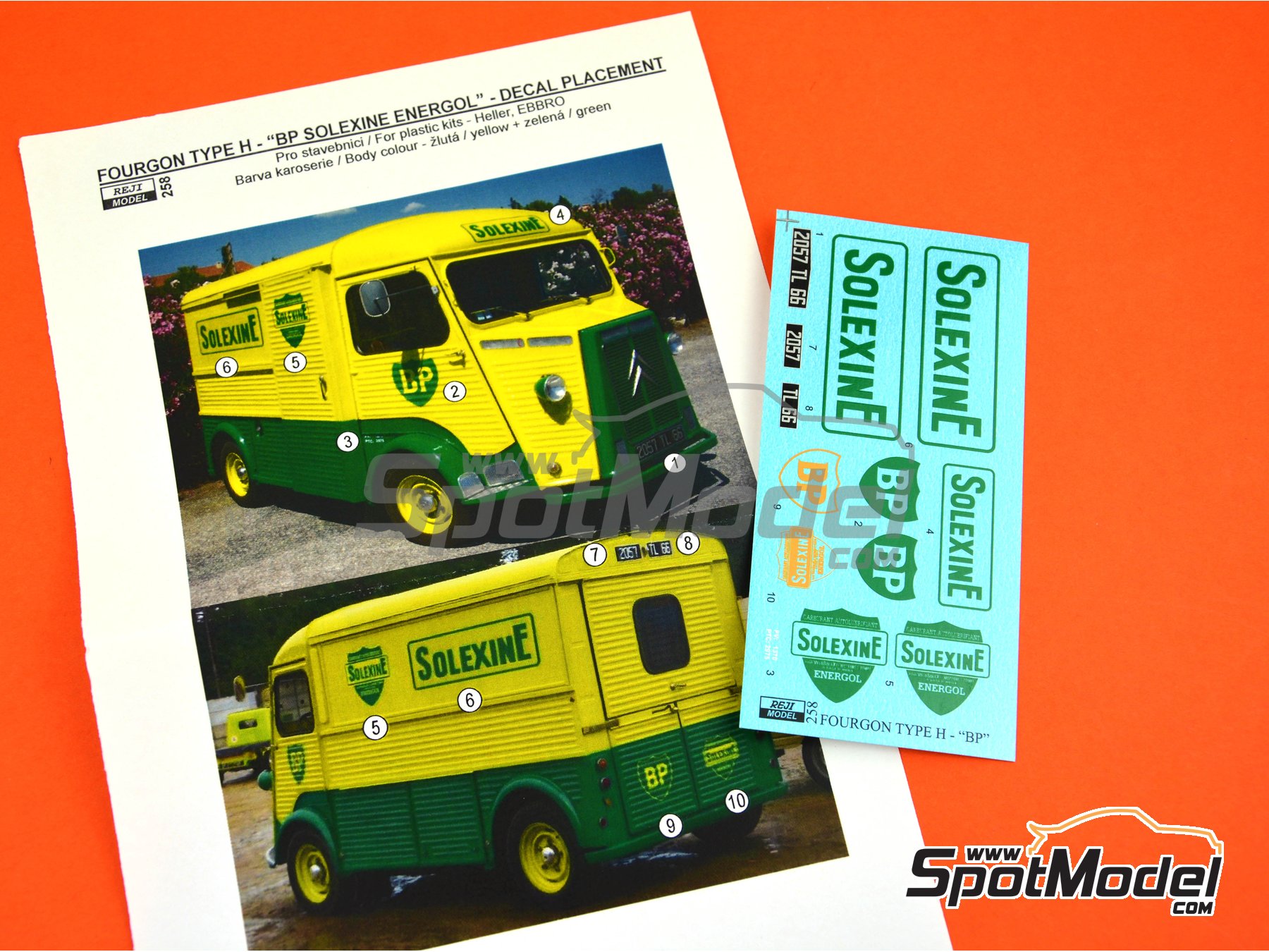Image 1: Citro&euml;n Type H patrocinado por BP Solexine Energol | Decoraci&oacute;n en escala&nbsp;1/24 fabricado por Reji Model (ref.&nbsp;REJI-258, tambien 258)