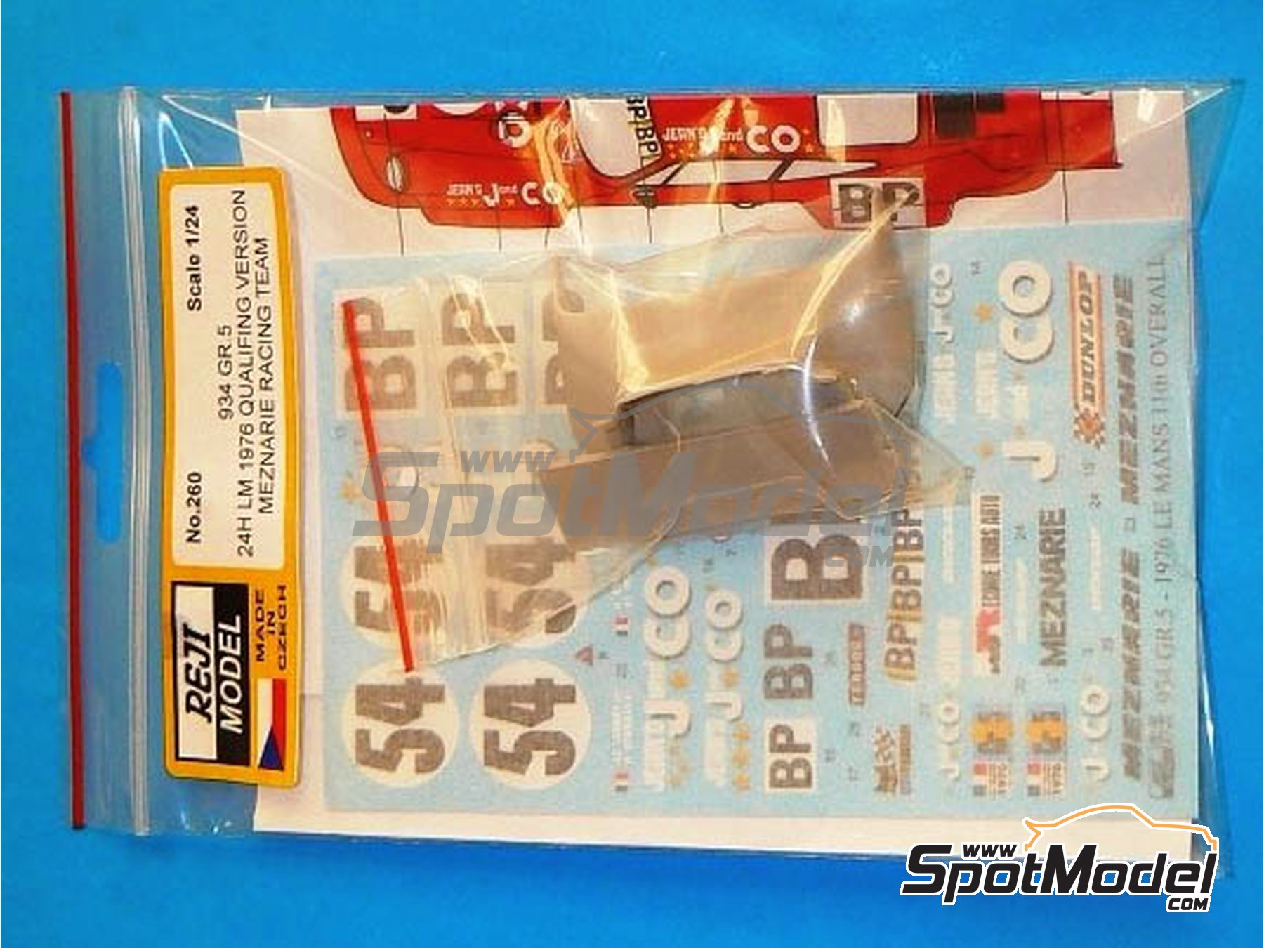 Image 1: Porsche 934 Turbo RSR Group 5 Meznarie Racing Team sponsored by Jeans JandCO - 24 Hours Le Mans 1976 | Marking / livery in 1/24 scale manufactured by Reji Model (ref.&nbsp;REJI-260, also 260 and 0260)