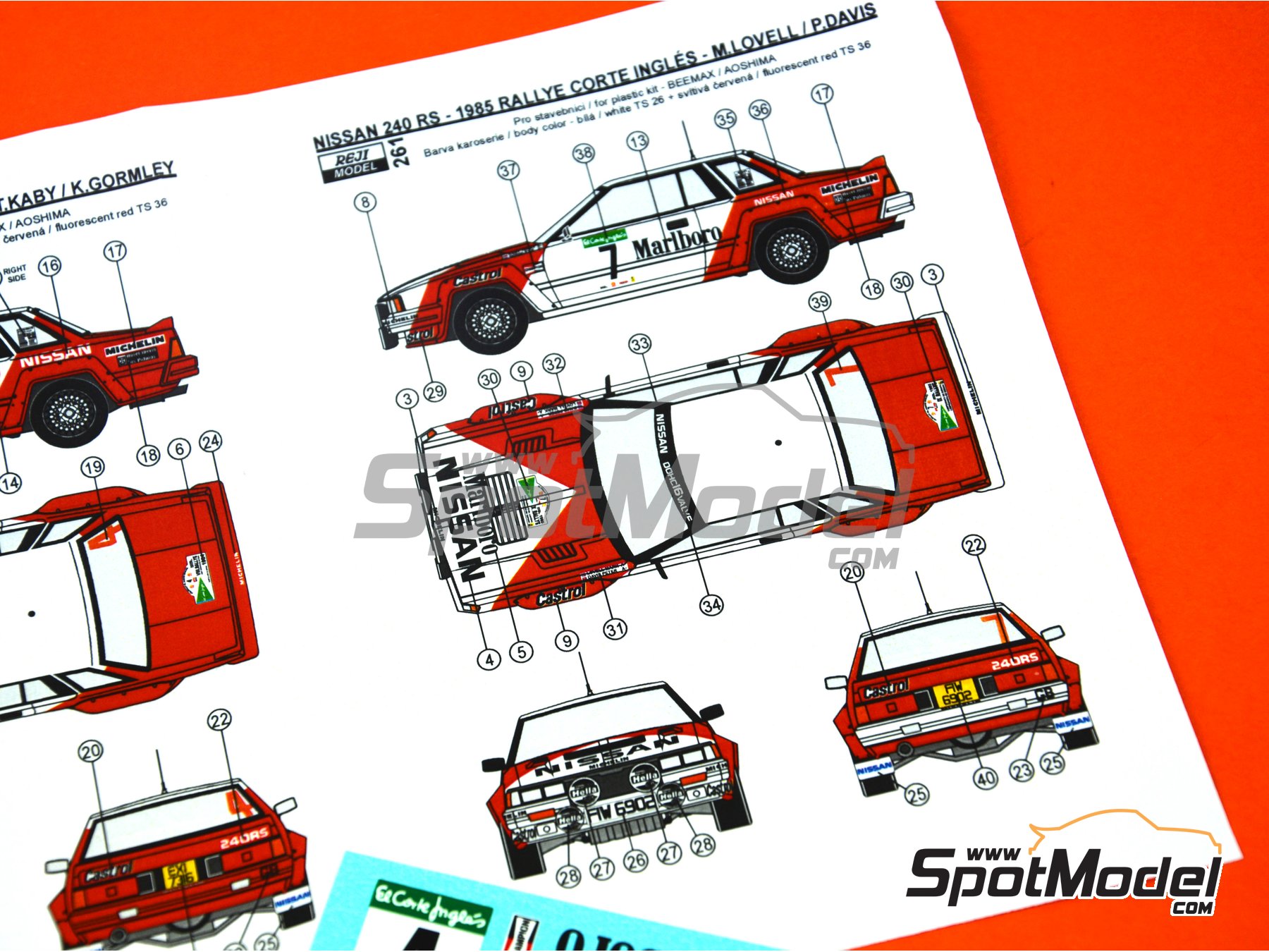 Image 3: Nissan 240RS BS110 Group B sponsored by Marlboro - El Corte Ingles Rally Islas Canarias 1984 and 1985 | Marking / livery in 1/24 scale manufactured by Reji Model (ref.&nbsp;REJI-261, also 261)