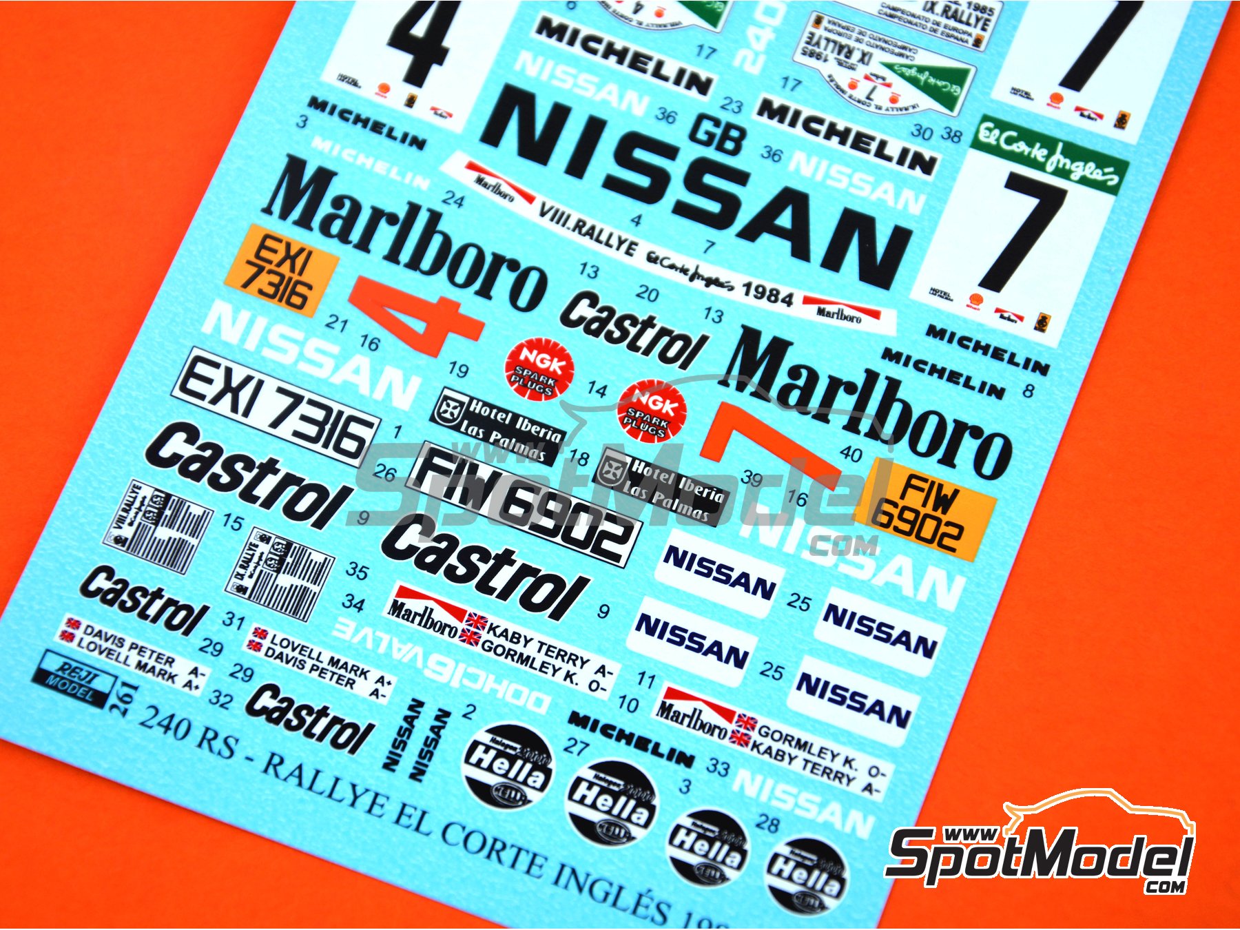 Image 5: Nissan 240RS BS110 Group B sponsored by Marlboro - El Corte Ingles Rally Islas Canarias 1984 and 1985 | Marking / livery in 1/24 scale manufactured by Reji Model (ref.&nbsp;REJI-261, also 261)
