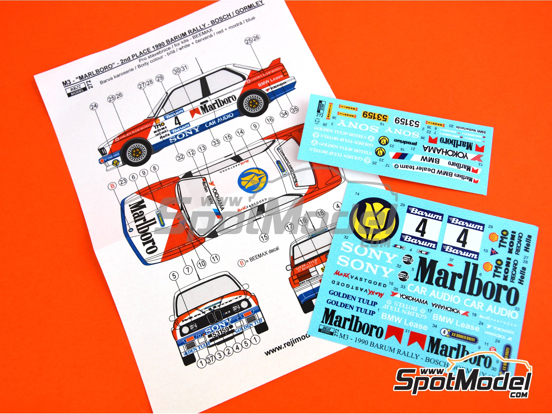 Image 7: BMW M3 E30 sponsored by Marlboro - Barum Czech Rally 1990 | Marking / livery in 1/24 scale manufactured by Reji Model (ref.&nbsp;REJI-272, also 272)