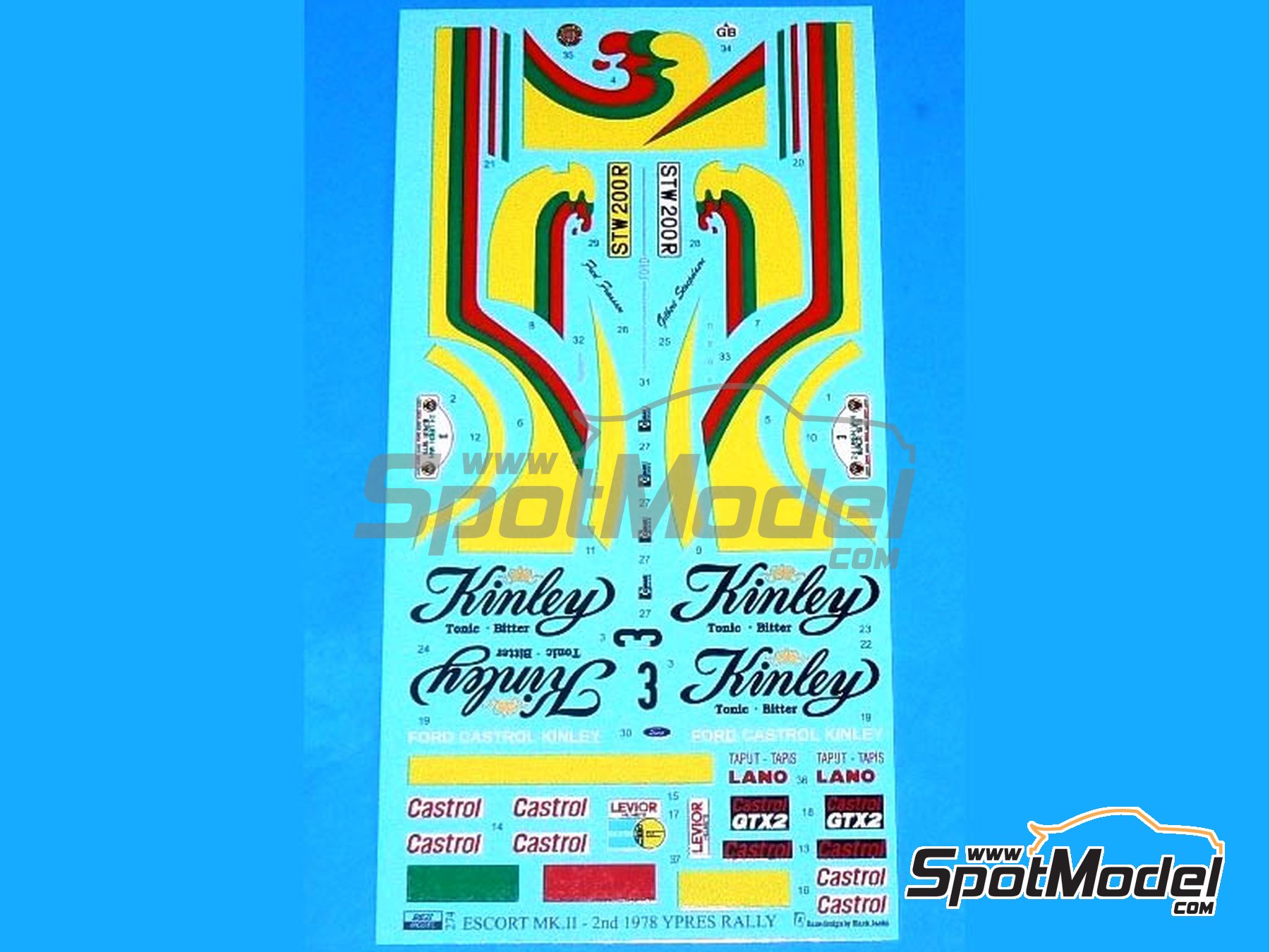 Image 3: Ford Escort RS 1800 Mk. II sponsored by Kinley - Ypres Rally 1978 | Marking / livery in 1/24 scale manufactured by Reji Model (ref.&nbsp;REJI-274, also 274)