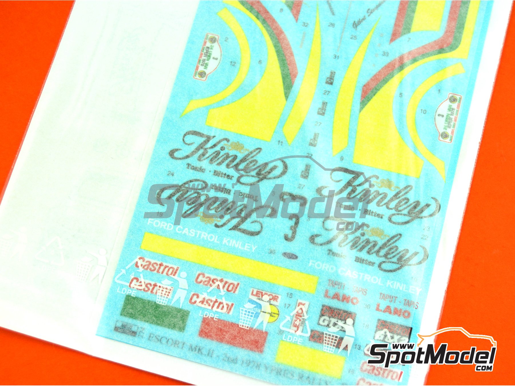 Image 5: Ford Escort RS 1800 Mk. II sponsored by Kinley - Ypres Rally 1978 | Marking / livery in 1/24 scale manufactured by Reji Model (ref.&nbsp;REJI-274, also 274)