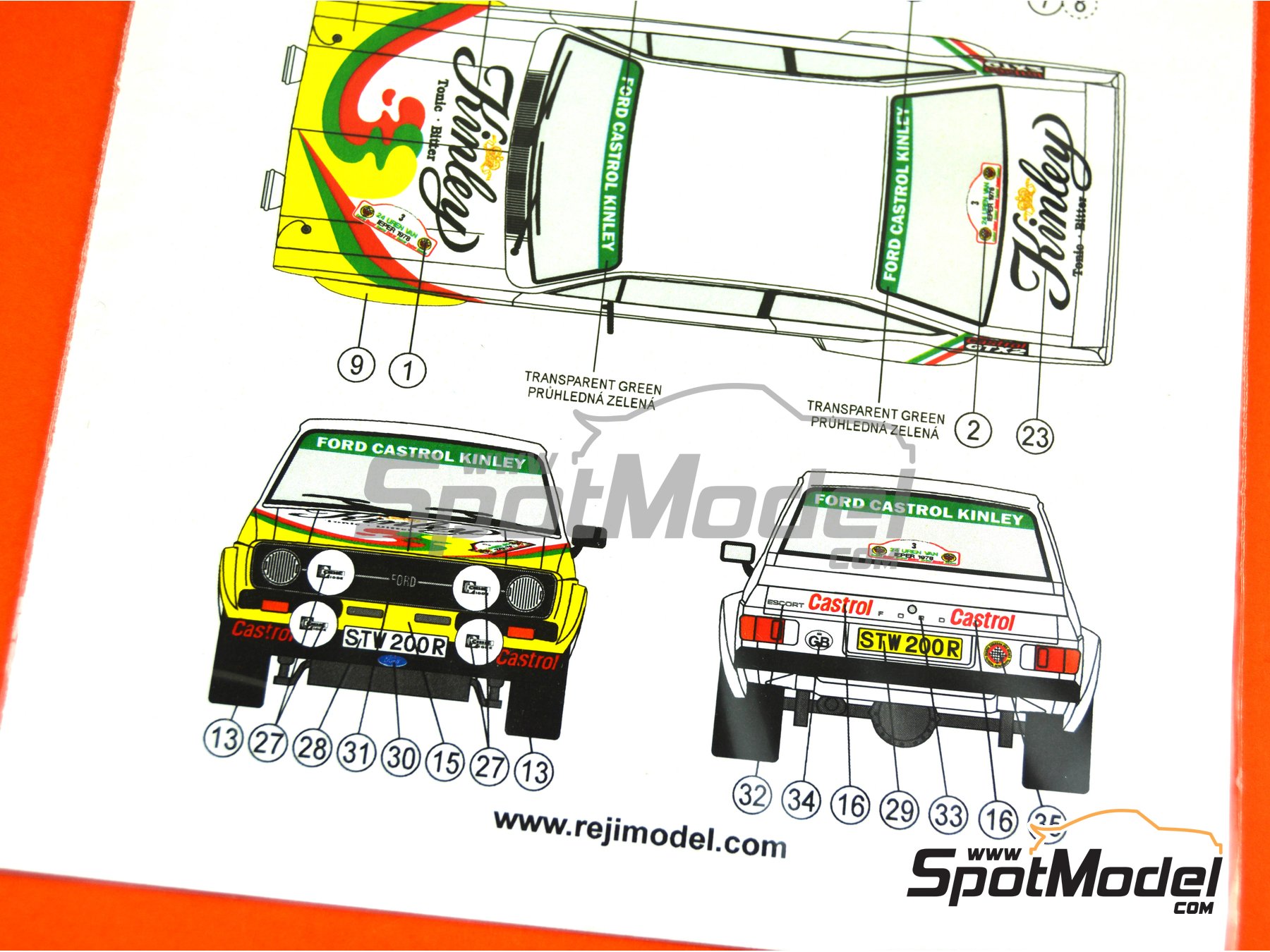 Image 7: Ford Escort RS 1800 Mk. II sponsored by Kinley - Ypres Rally 1978 | Marking / livery in 1/24 scale manufactured by Reji Model (ref.&nbsp;REJI-274, also 274)