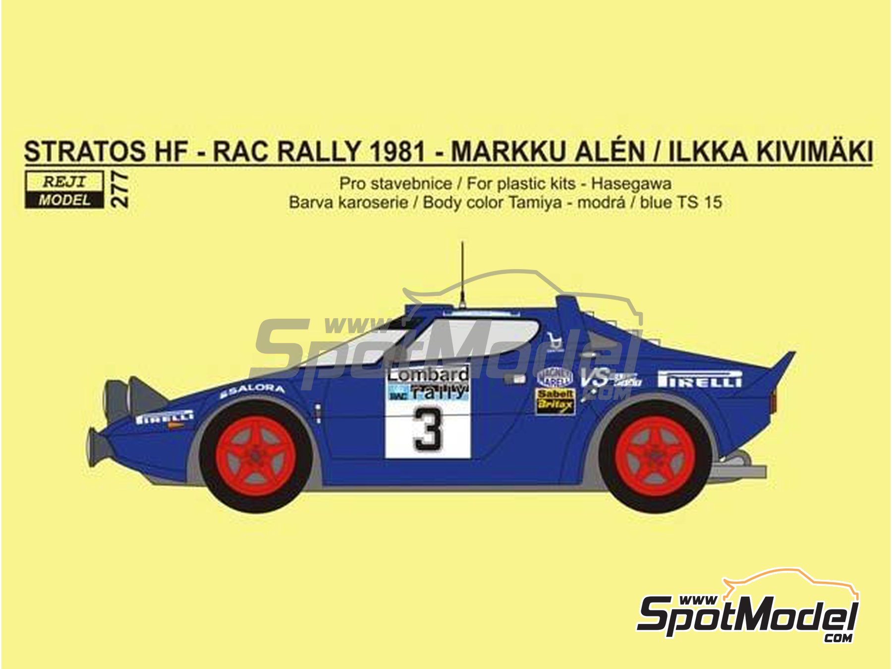 Image 1: Lancia Stratos HF - Rally de Inglaterra RAC 1981 | Decoración en escala 1/24 fabricado por Reji Model (ref. REJI-277, tambien 277)
