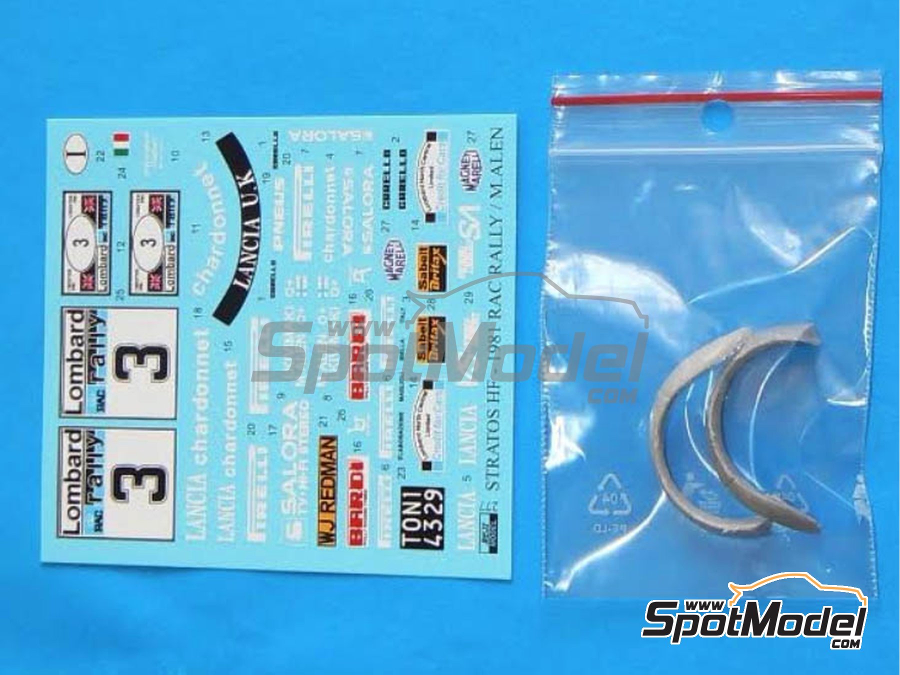 Image 3: Lancia Stratos HF - Rally de Inglaterra RAC 1981 | Decoración en escala 1/24 fabricado por Reji Model (ref. REJI-277, tambien 277)