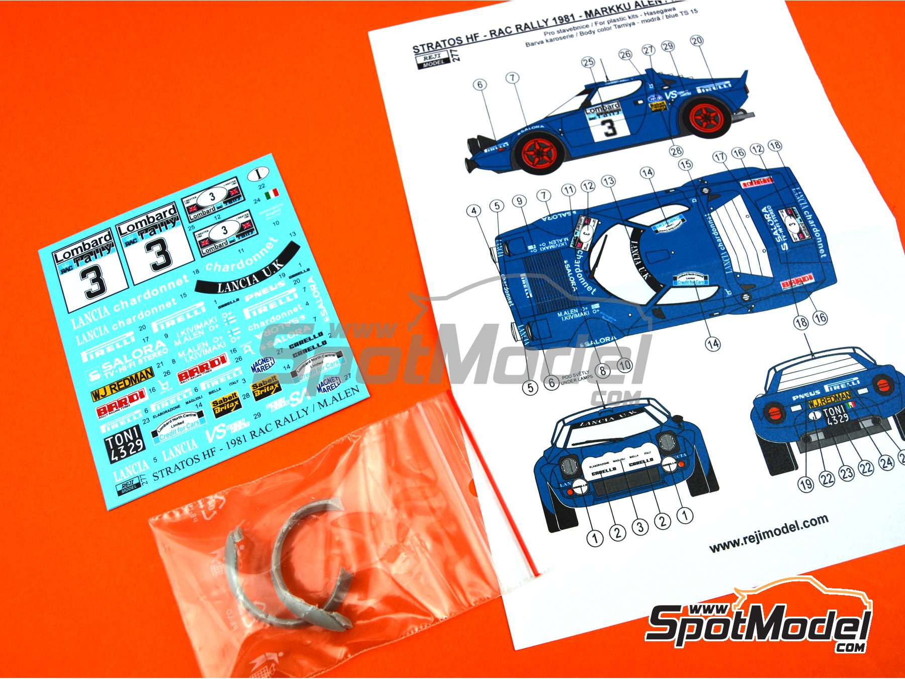 Image 4: Lancia Stratos HF - Rally de Inglaterra RAC 1981 | Decoración en escala 1/24 fabricado por Reji Model (ref. REJI-277, tambien 277)